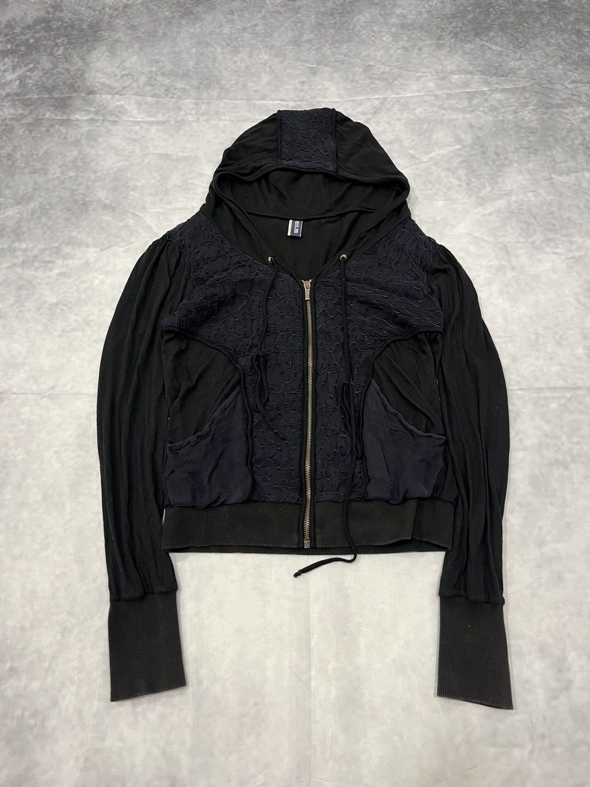 Jean Paul Gaultier Jean Paul Gaultier Textured Lace Structure Zip Hoodie Size L / US 10 / IT 46 - 1 Thumbnail