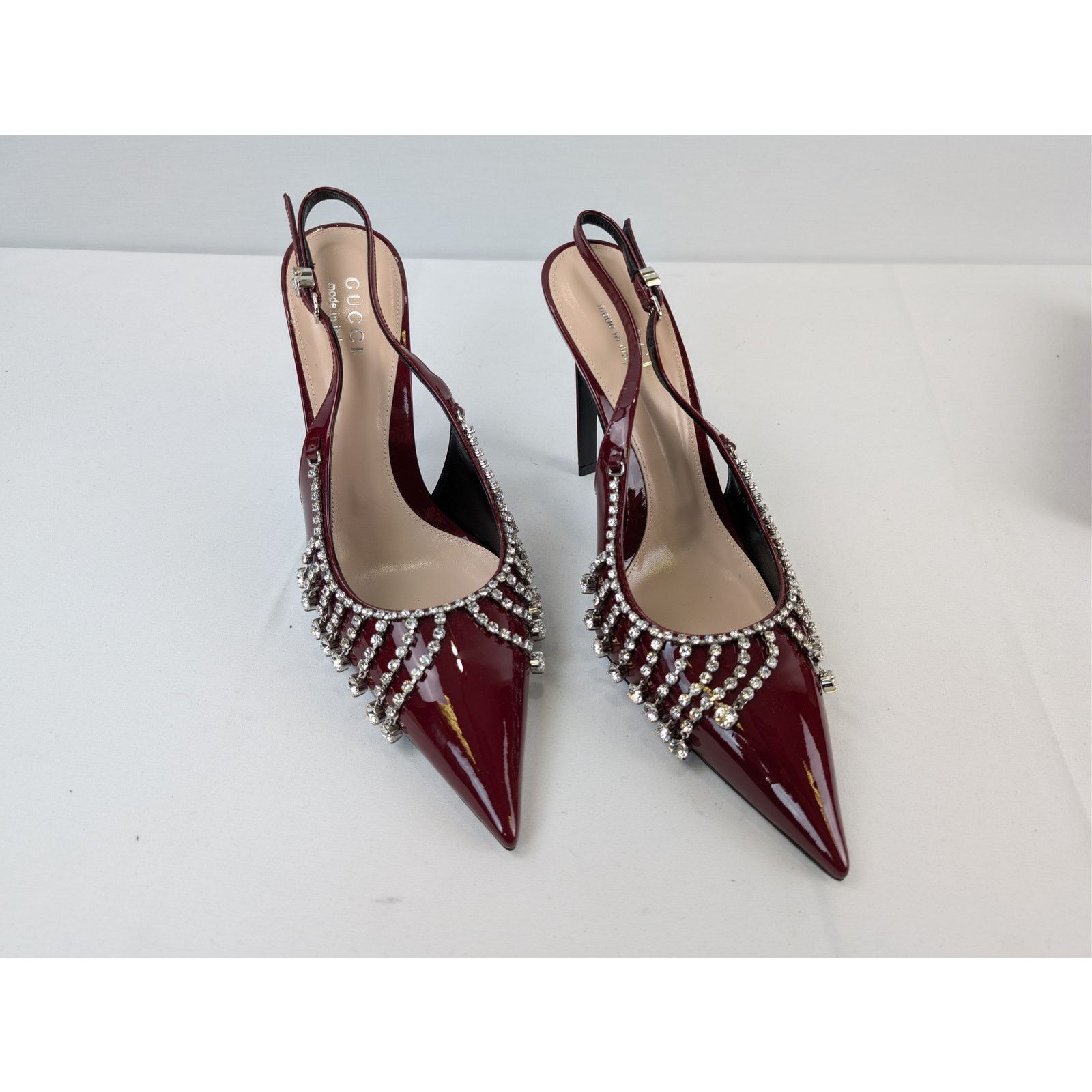 Gucci o1rshd1 Vernice crystal patent leather slingback pump Sandal Size US 9.5 / EU 42-43 - 7 Thumbnail