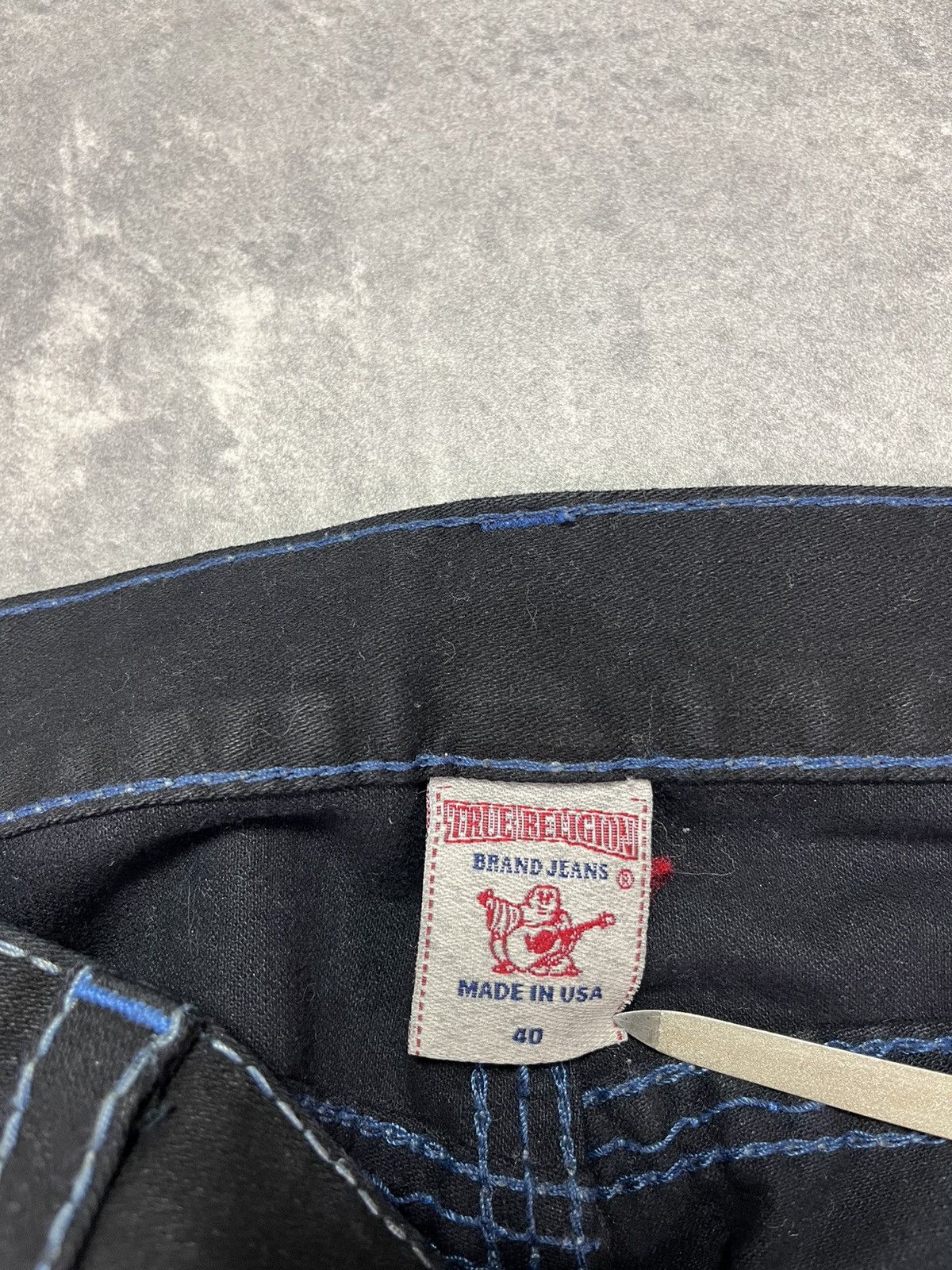 True Religion True Religion Slim Black / Blue Stitch Flaps Denim Jeans 40 Size US 40 / EU 56 - 8 Thumbnail