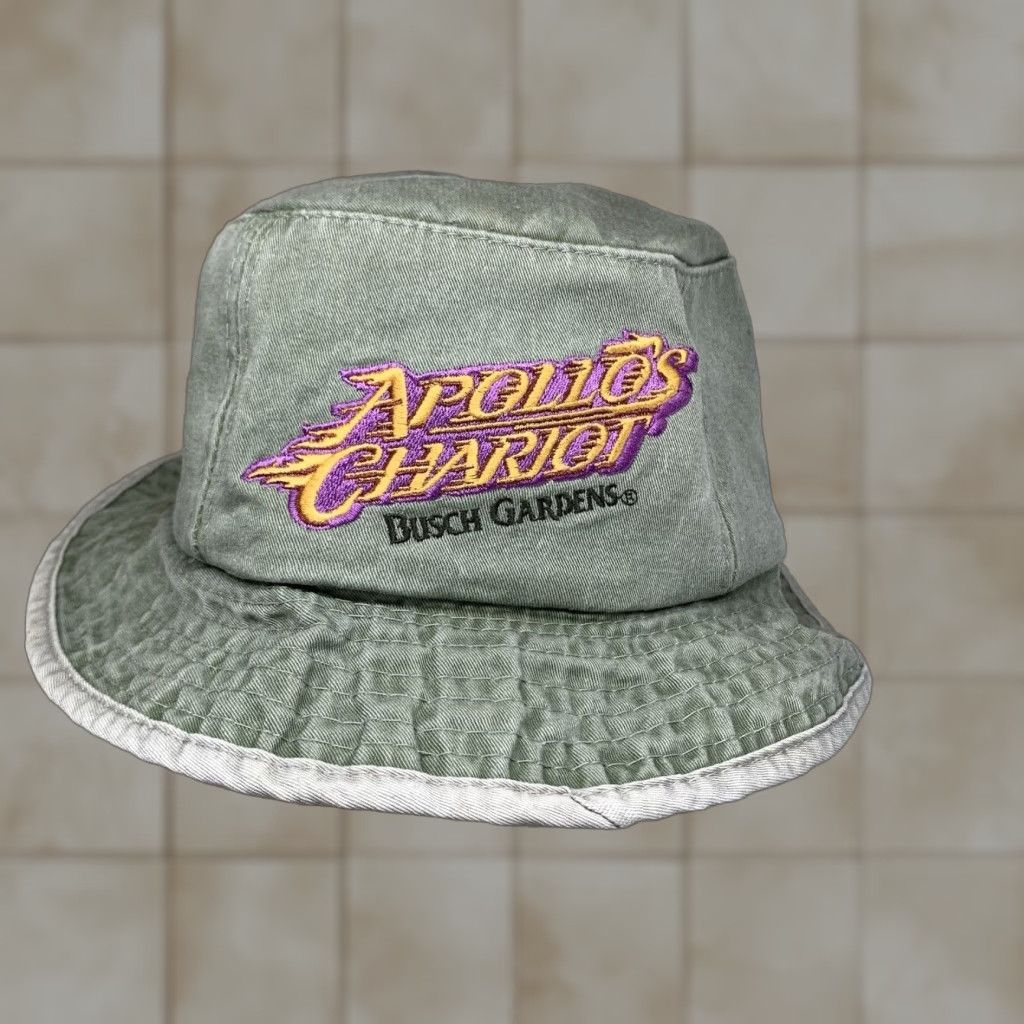 Vintage J Hats Bucket Hat Unisex Adults 90s Sports Theme Park Green Cotton Wide Brim Casual Travel Size ONE SIZE - 1 Thumbnail