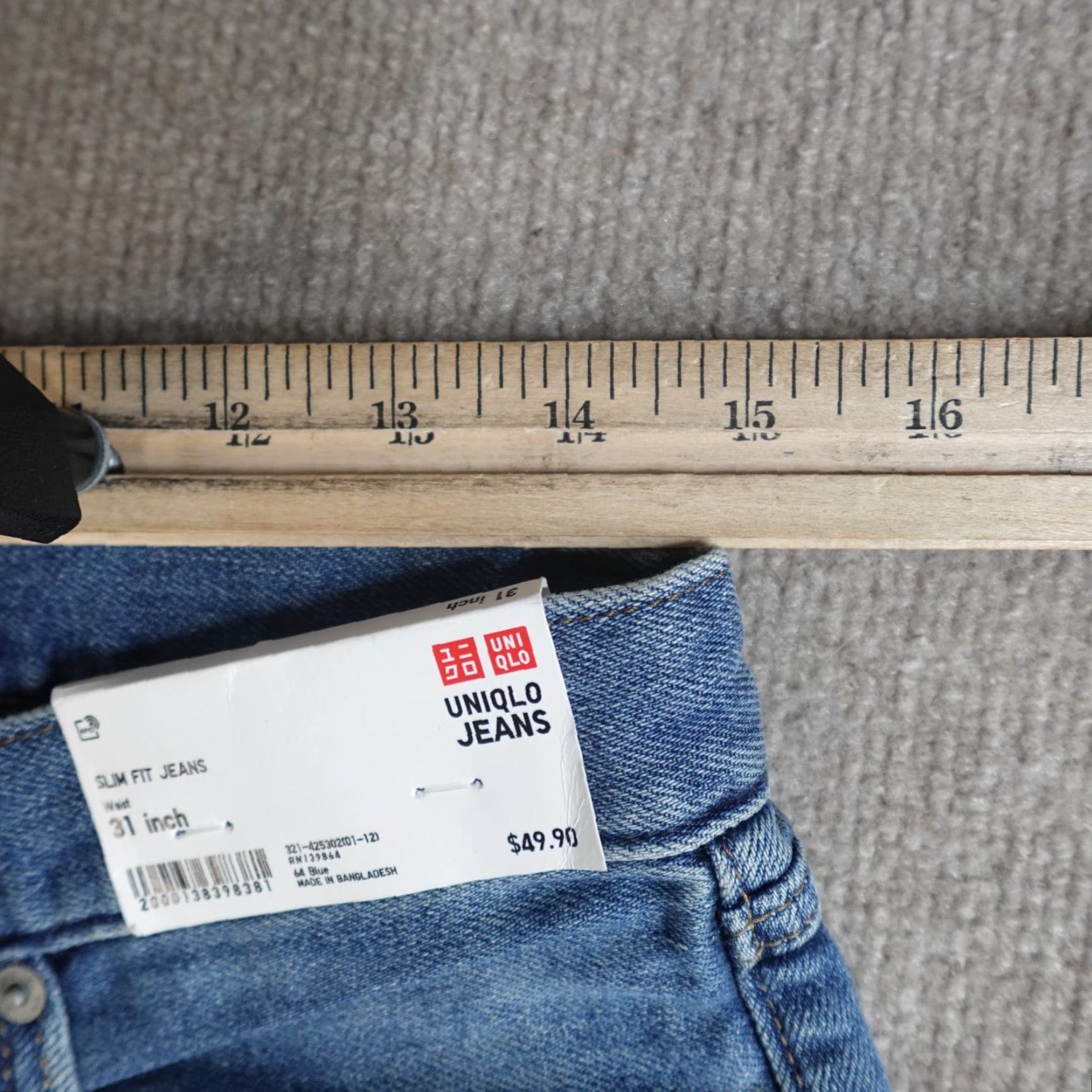 Uniqlo Uniqlo Jeans 31 x 31 Blue Slim Straight Kaihara Denim Distressed NEW Size US 31 - 4 Thumbnail