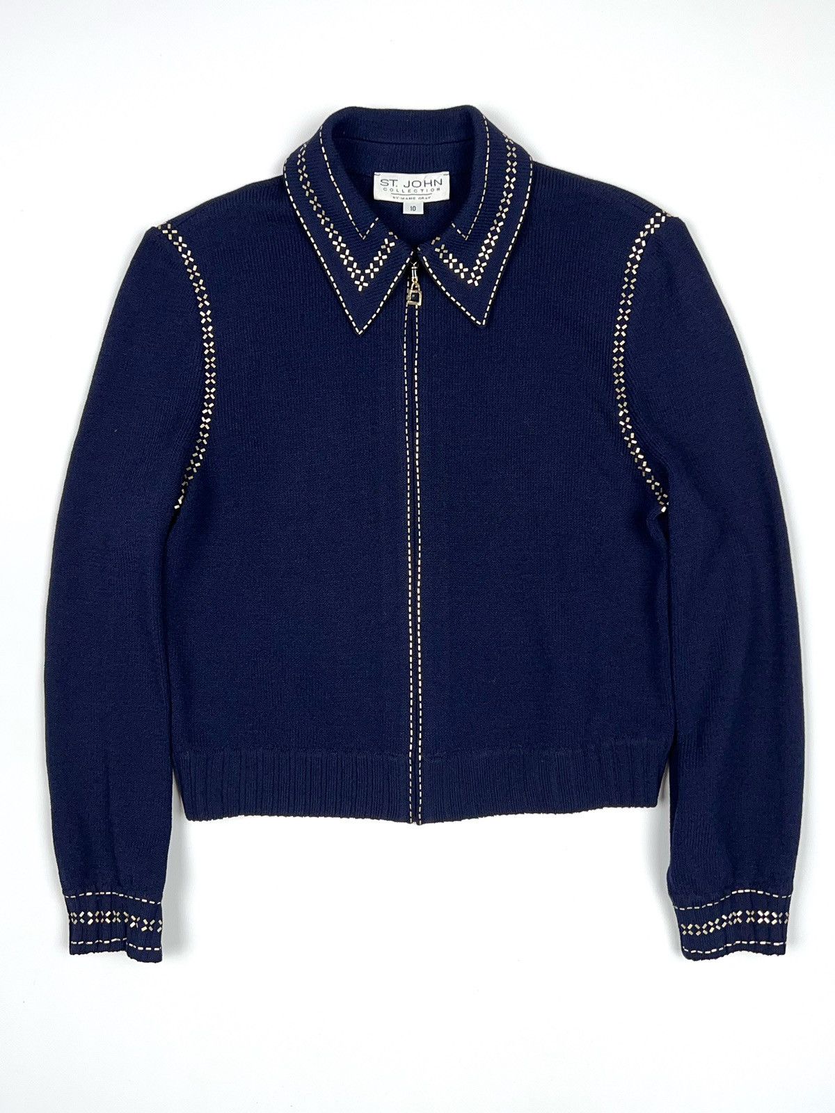 St. John St John Collection Knit Zip Cardigan Sweater made in USA Size L / US 10 / IT 46 - 1 Thumbnail