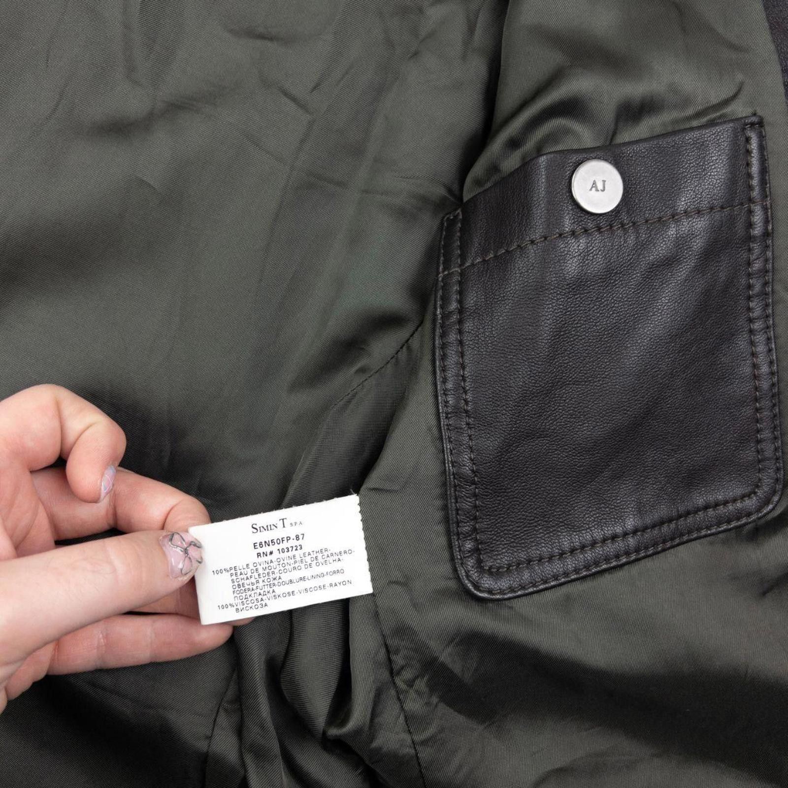 Other Vintage 2000s Armani Jeans Zip Up Leather Jacket Size L Size US L / EU 52-54 / 3 - 6 Thumbnail