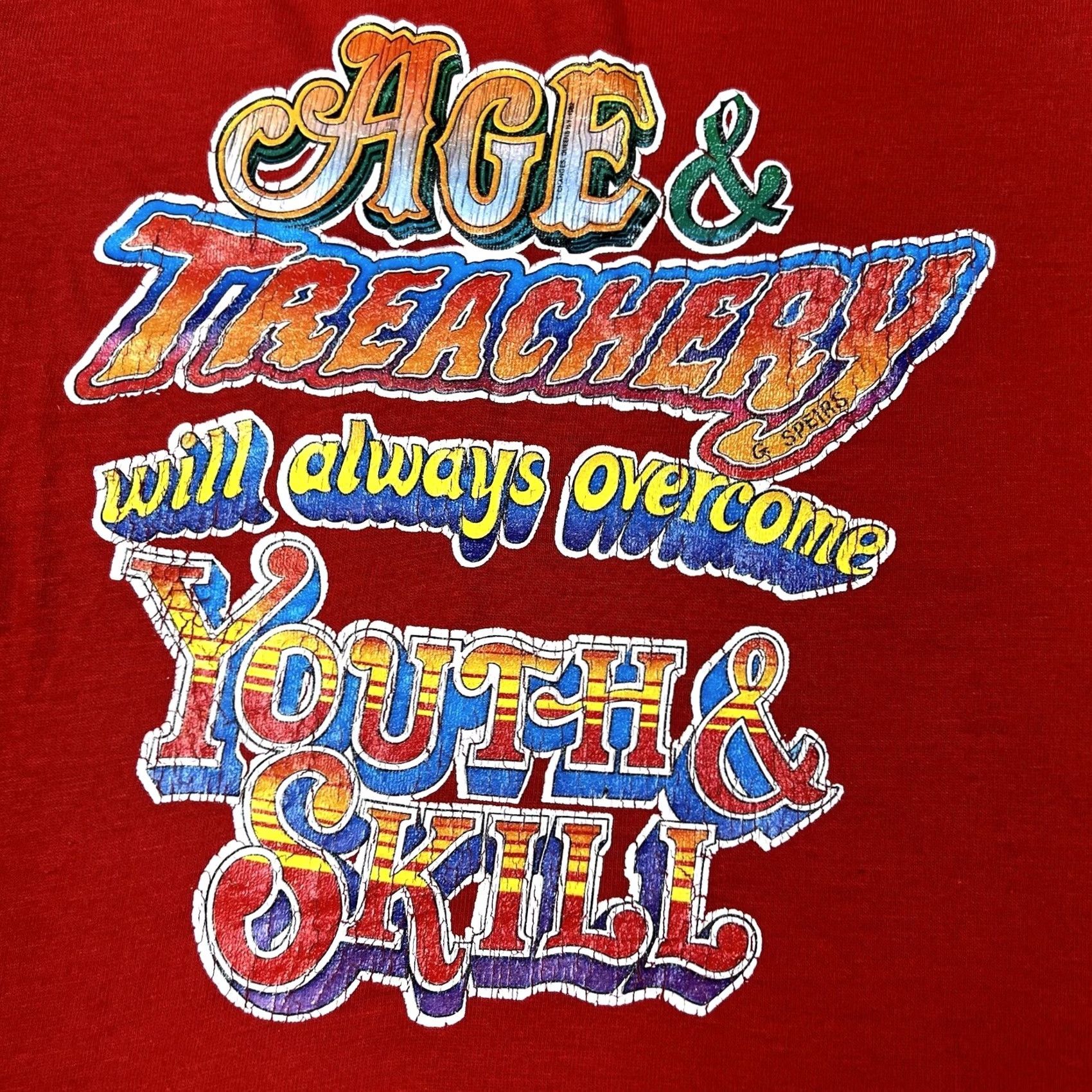 Vintage VINTAGE 80s Single Stitch Big Spellout Graphic Red T-Shirt S Unisex Adults 50/50 USA Size US S / EU 44-46 / 1 - 6 Thumbnail
