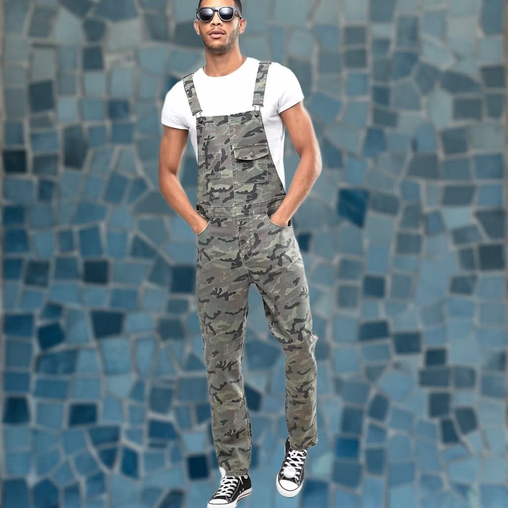 Asos ASOS Camo Overalls In Khaki Herringbone Men's Size W30 L32 Overalls Size US 30 / EU 46 - 1 Thumbnail