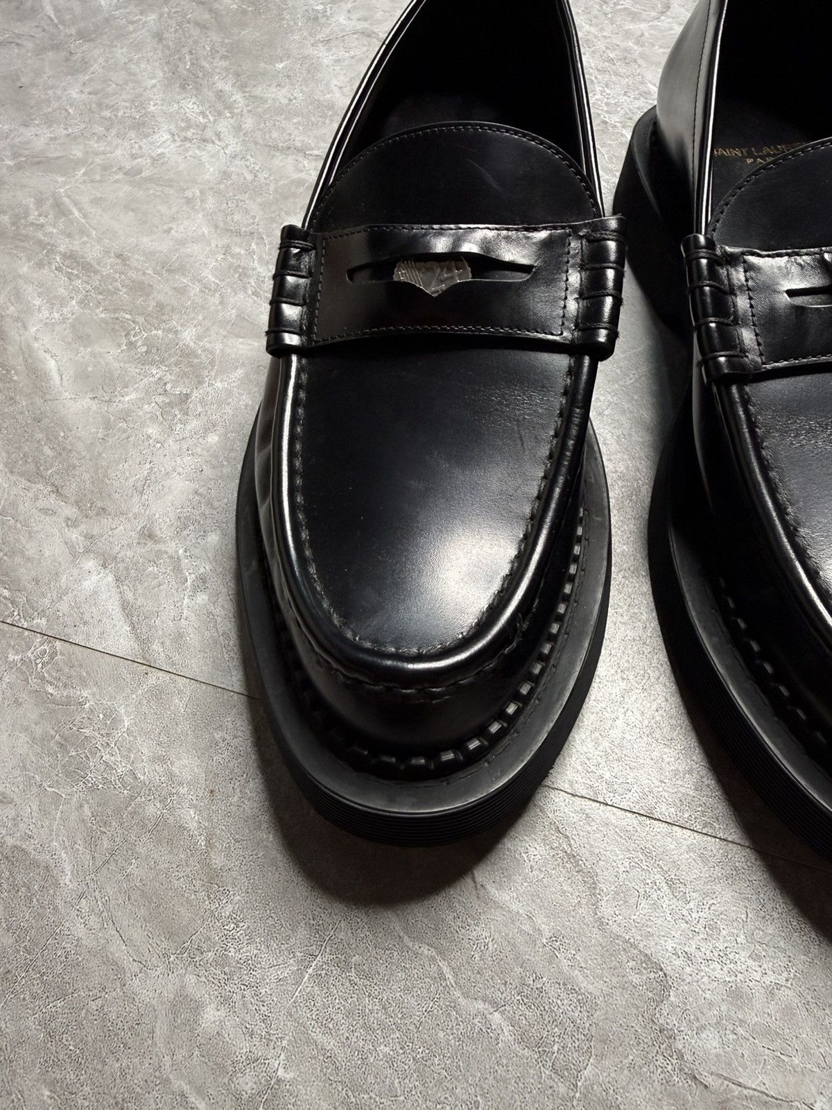 Saint Laurent Paris F/W 21 Buffed Leather Black Penny Loafers Size US 7 / EU 40 - 5 Thumbnail