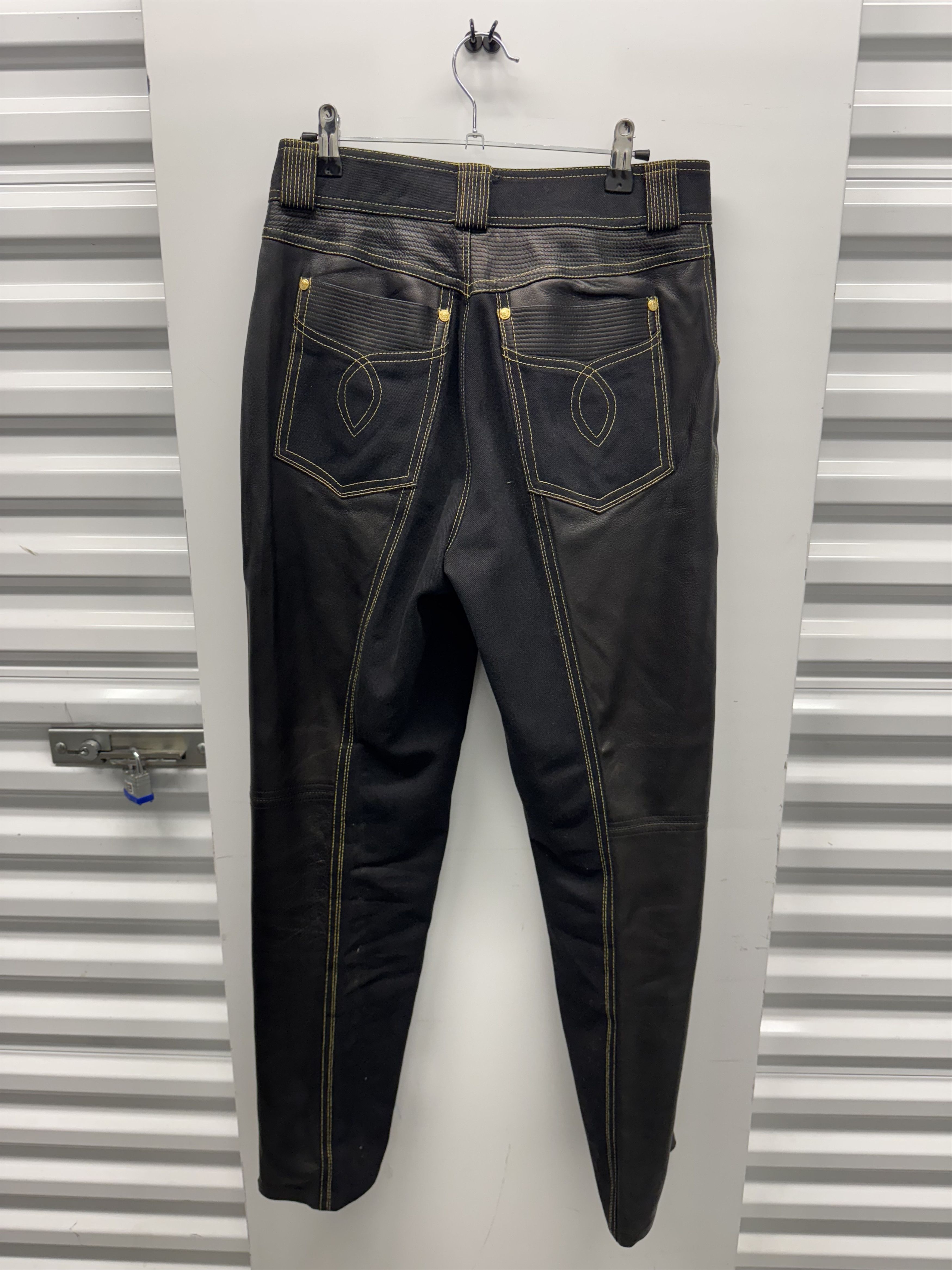 Versace Vintage Gianni Versace Leather Panel Denim Jeans Size US 32 / EU 48 - 2 Thumbnail