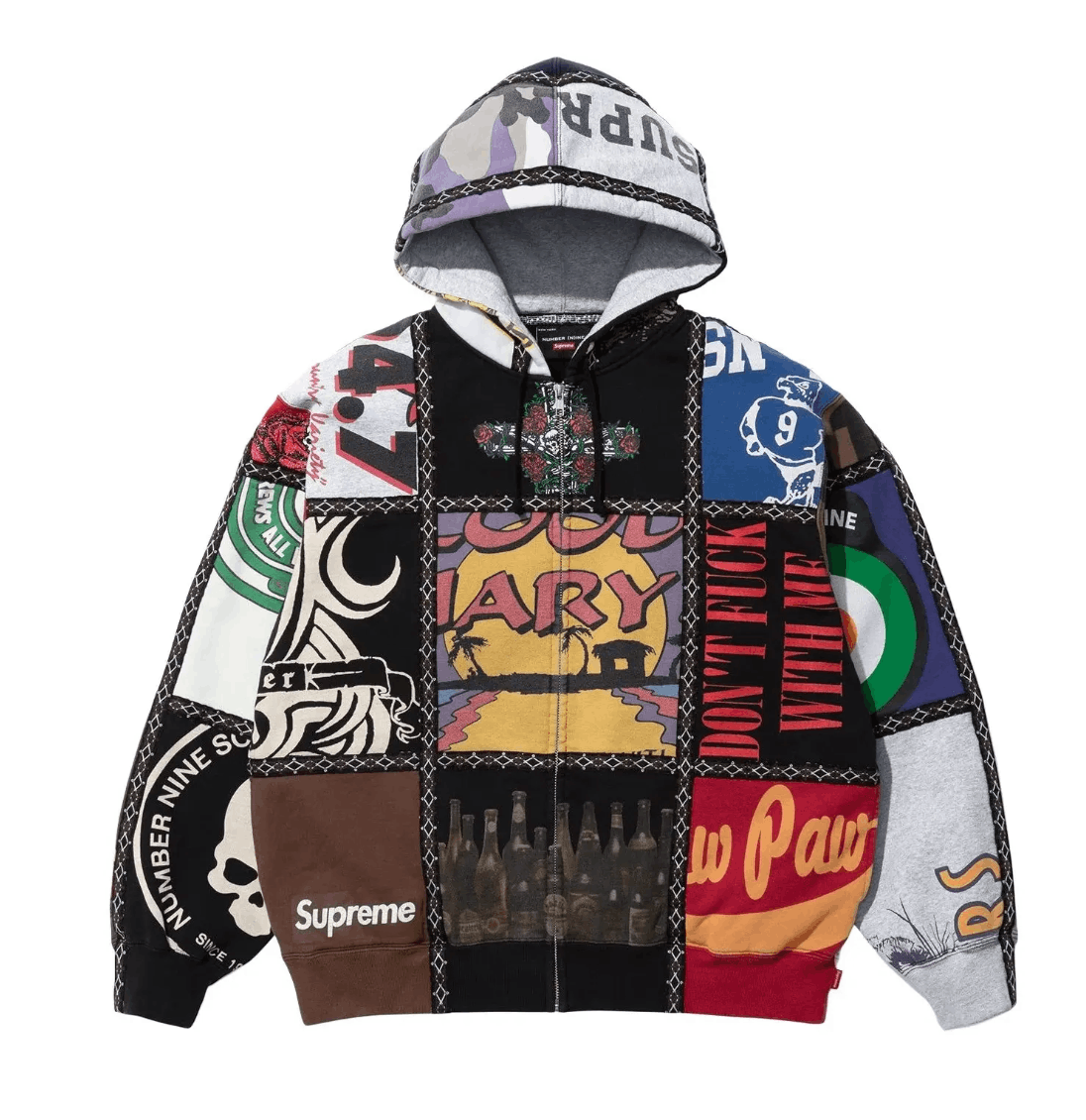 Supreme Supreme Number (N)ine Patchwork Zip Up Hooded Sweatshirt M Size US M / EU 48-50 / 2 - 1 Thumbnail