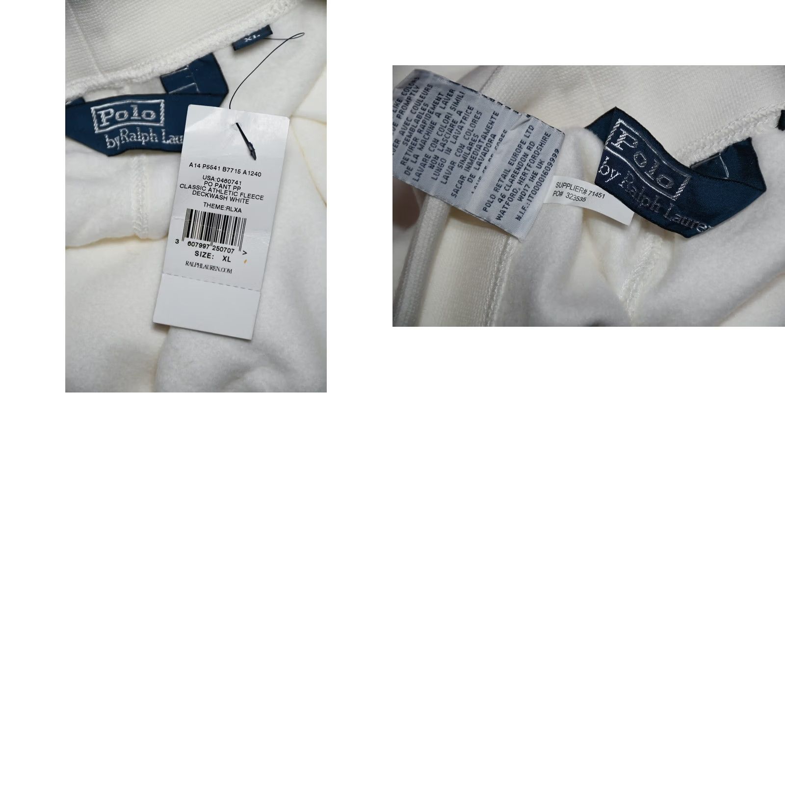 Polo Ralph Lauren Polo Ralph Lauren Athletic Fleece Deckwash Pants Men's XL White 86%Cotton 14%Polyester Athletic Fit Sweatpants Shirt/Logo Classic 90s, Not Applicable Size US XL / EU 56 / 4 - 8 Thumbnail