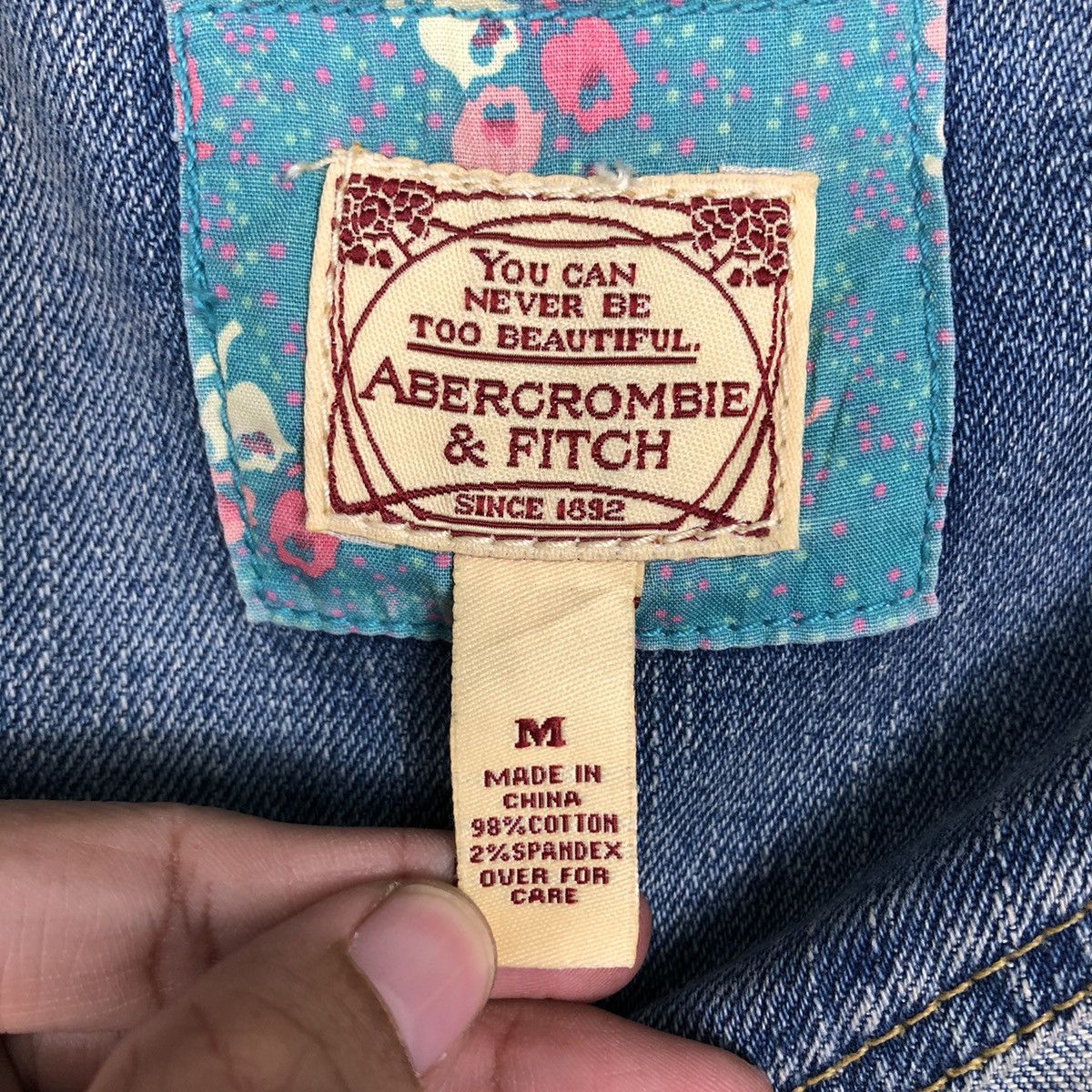 Abercrombie & Fitch 📌Cropped Denim Biker Jacket Abrecrombie Issey Miyake Size M / US 6-8 / IT 42-44 - 18 Thumbnail