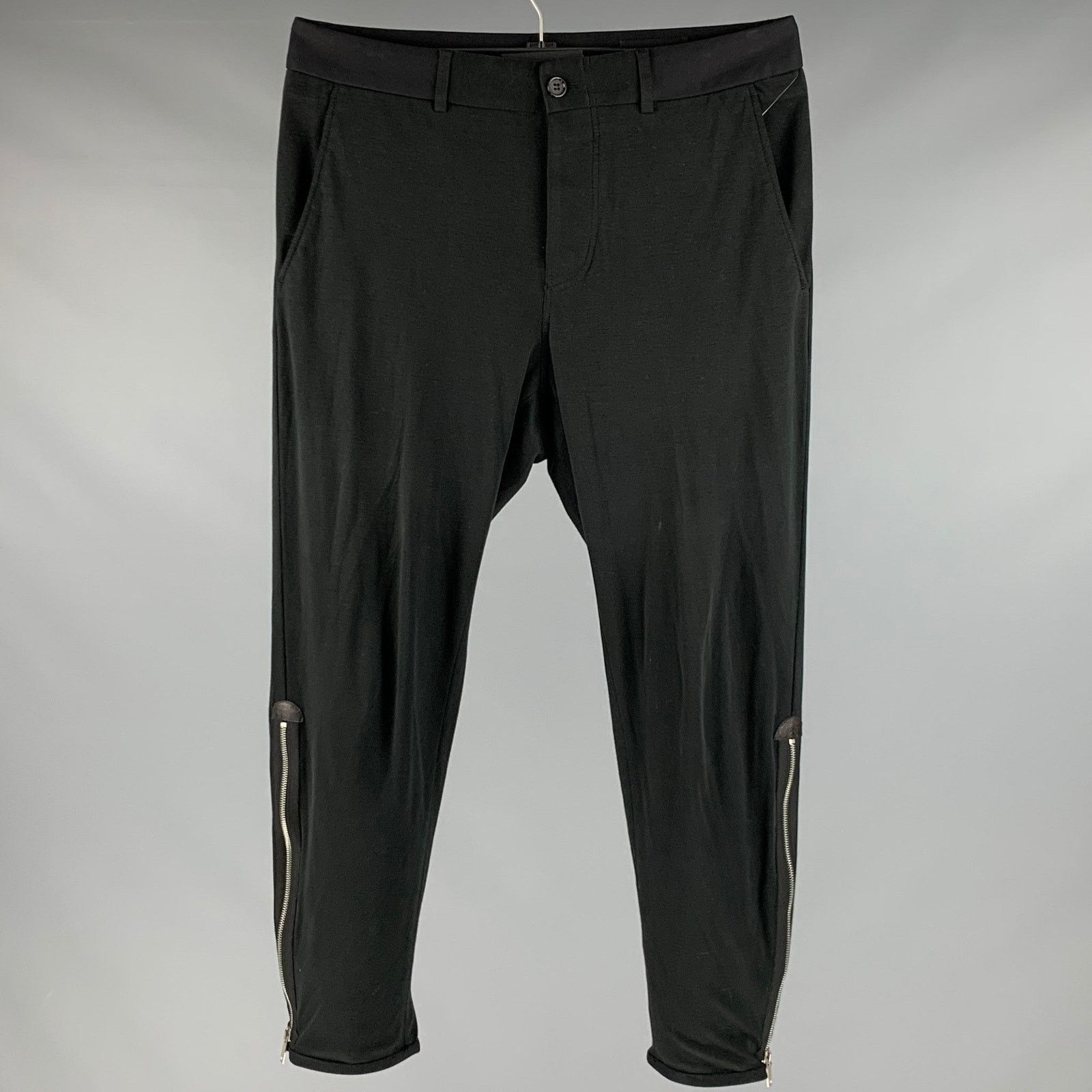 Alexander McQueen ALEXANDER MCQUEEN Black Cotton Cashmere Zip Fly Dress Pants Size US 32 / EU 48 - 1 Thumbnail