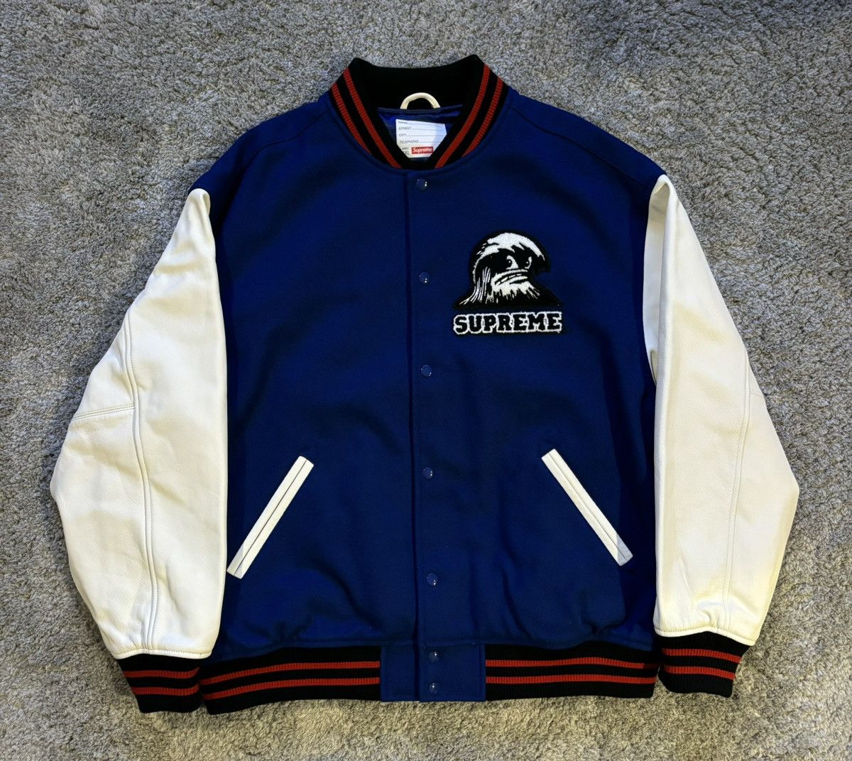 Supreme Supreme Wave Varsity Jacket Blue | Grailed