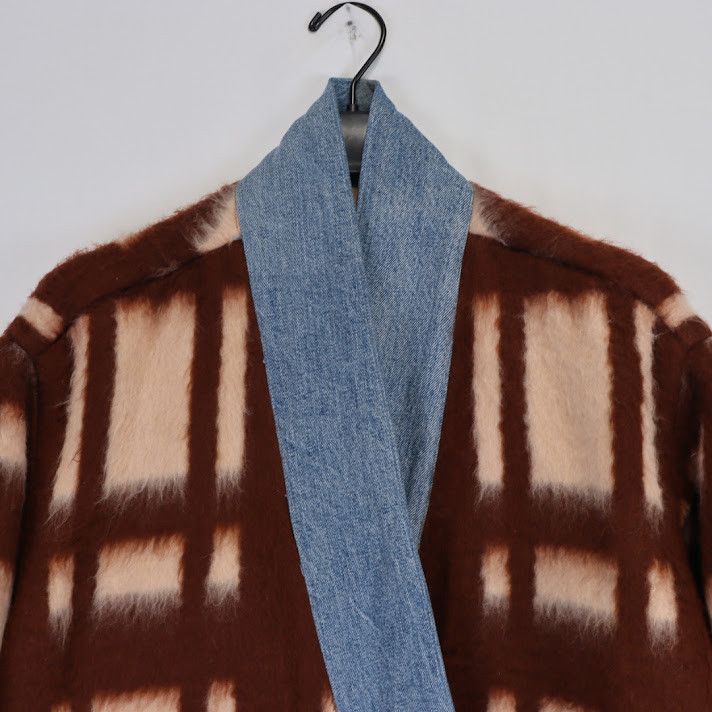 Greg Lauren o1rshd1 Vintage Blanket Gl1 Checked Wool Cardigan In Brown Size US M / EU 48-50 / 2 - 2 Thumbnail