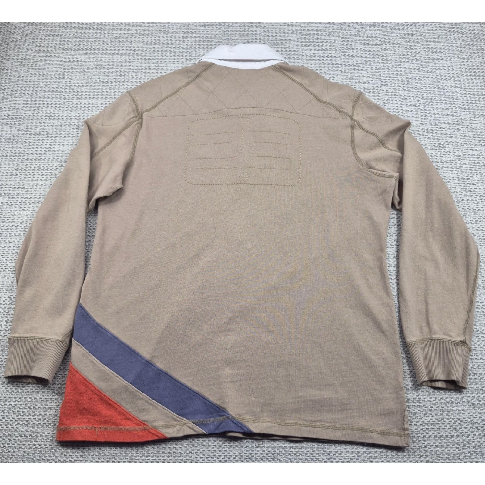 Jordan Brand Jordan Rugby Polo Shirt Mens XL Tan Long Sleeve Diagonal Stripe Jumpman Top Size US XL / EU 56 / 4 - 5 Thumbnail