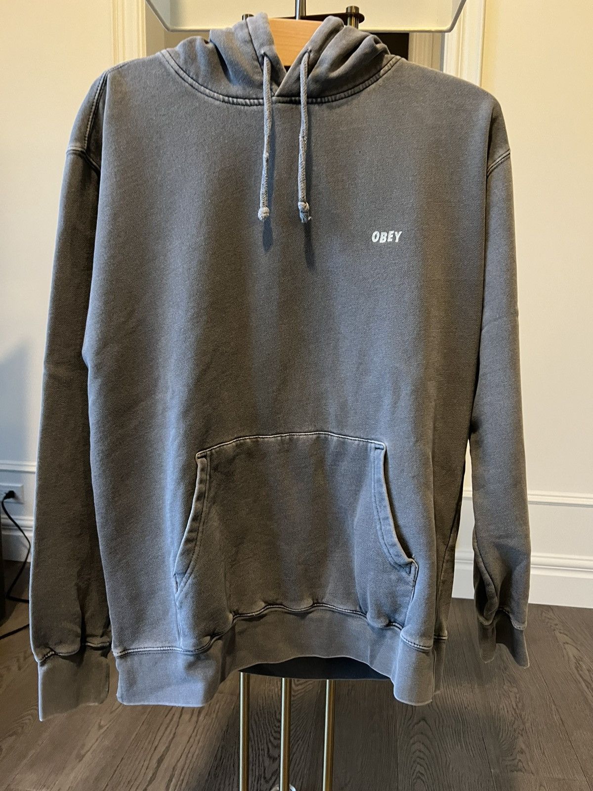 Obey Obey Triple Logo Hoodie – Washed Gray – Size M Size US M / EU 48-50 / 2 - 1 Thumbnail