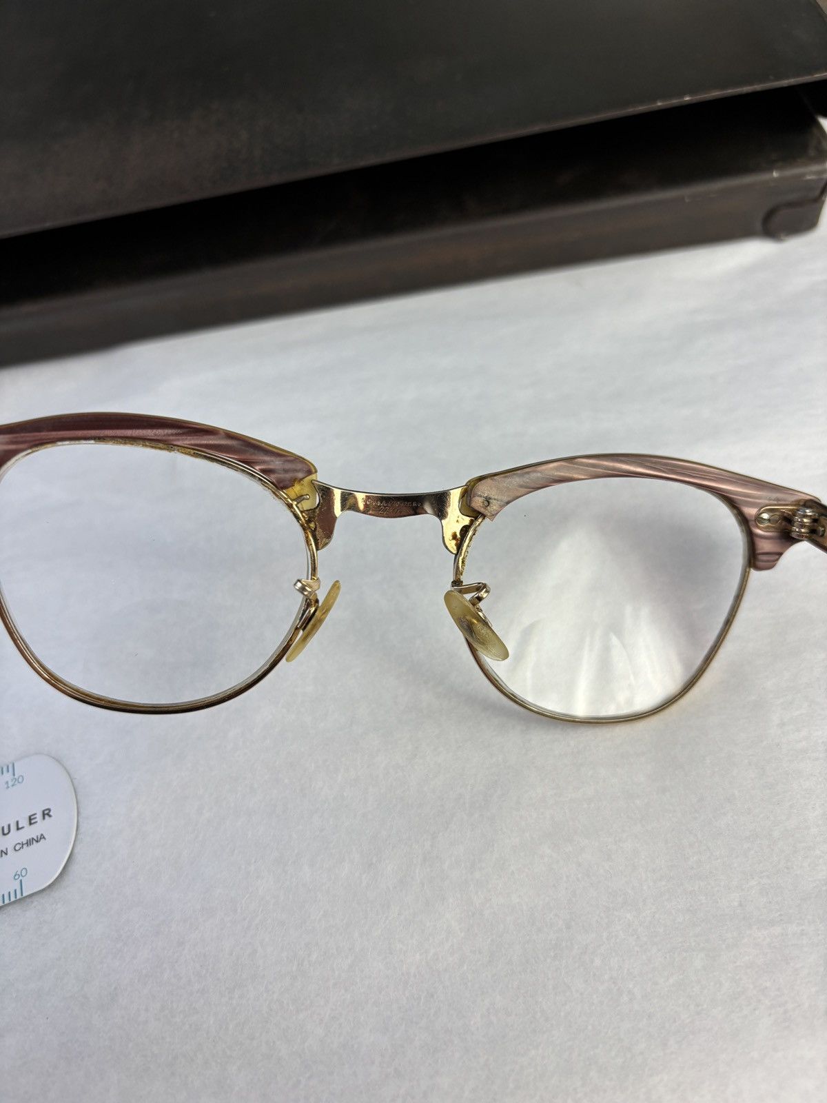 Vintage 1950s Glasses Frame Vintage Eyeglasses Horn Rim GF Gold Fill Size ONE SIZE - 12 Thumbnail