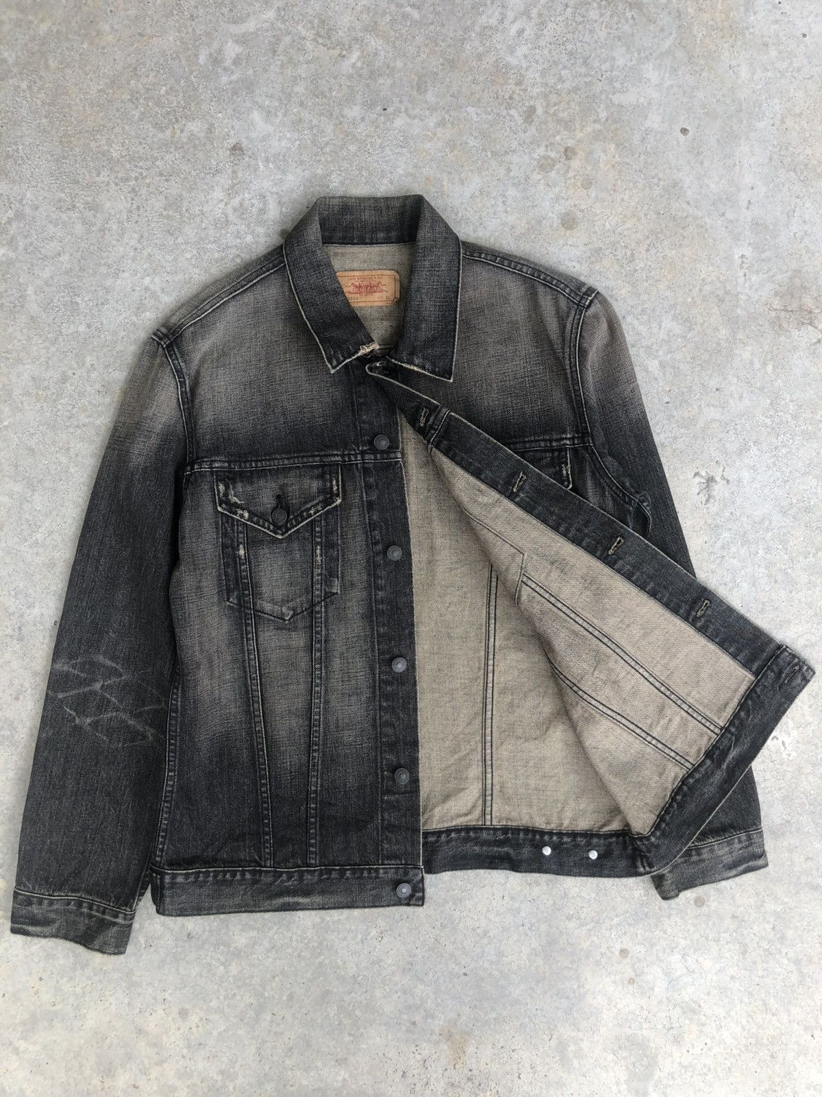 Levi's Y2k Levi’s Denim Jacket Mud Wash Distressed Size US L / EU 52-54 / 3 - 3 Thumbnail