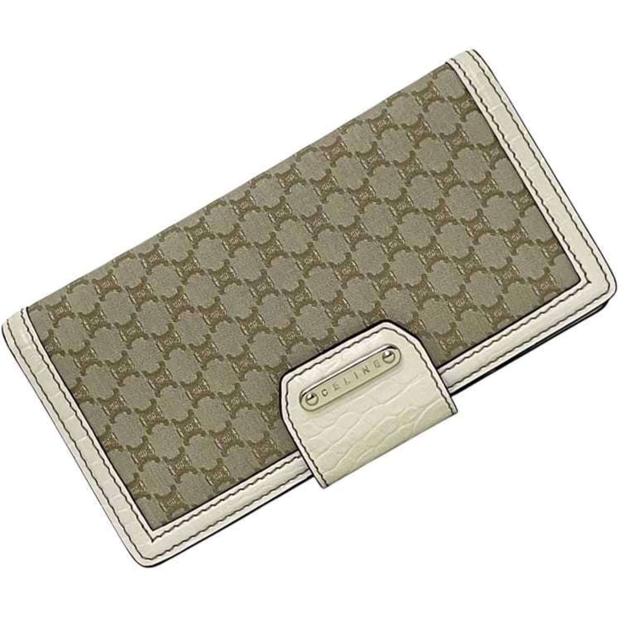 Celine Celine Bifold Long Wallet ec-24585 Beige White Macadam Canvas Leather PP-ST-0087 CELINE Plated Hardware for Men and Women Size ONE SIZE - 1 Thumbnail