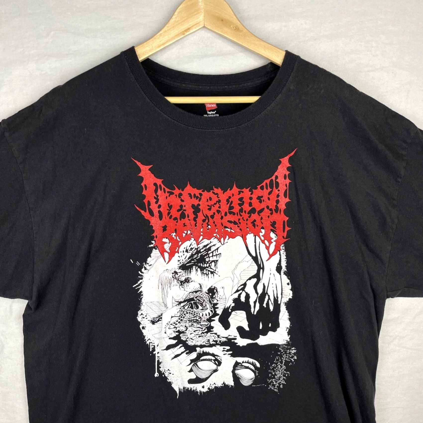 Hanes Infernal Revulsion Shirt Mens 2XL Black Dead But Breathing Death Metal Tokyo Hanes Shirt Mens T-Shirt Band Grunge Horror Metal 2XL Black Men Size US XXL / EU 58 / 5 - 3 Thumbnail