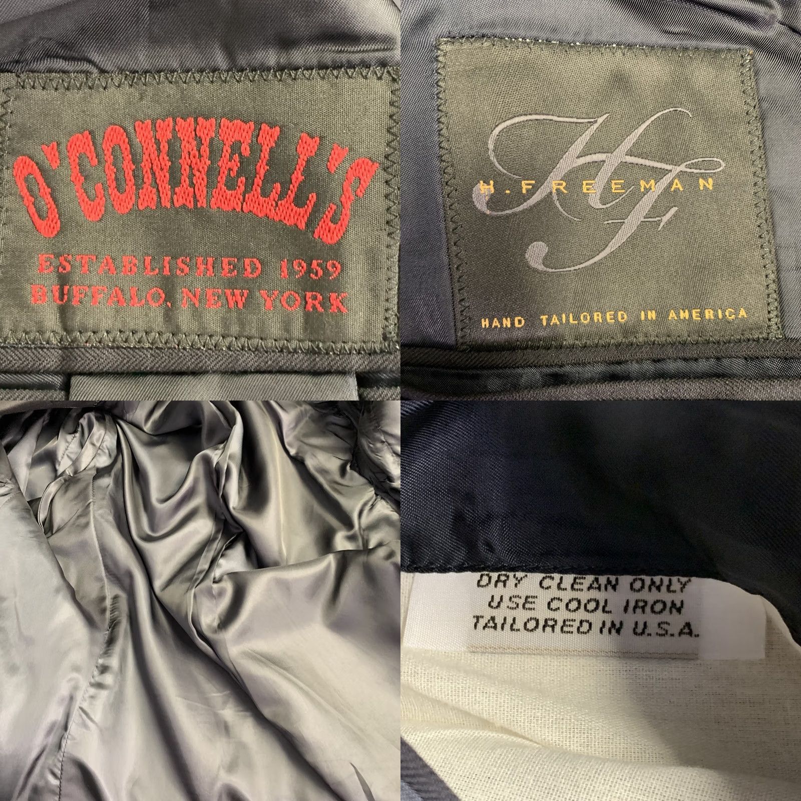 Vintage O'CONNELL'S Suit Size 42 Long Navy Herringbone Wool Notch Lapel Size 42R - 8 Thumbnail
