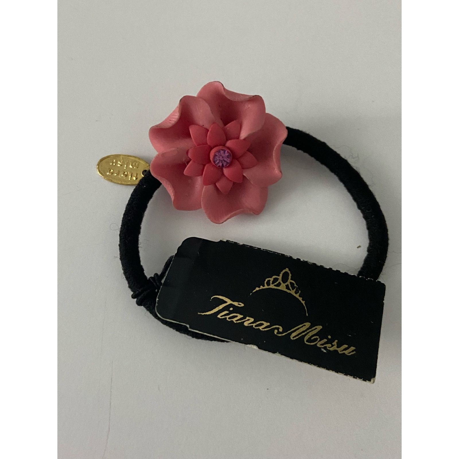 Other pink flower hair tie with rhinestone Size ONE SIZE - 3 Thumbnail