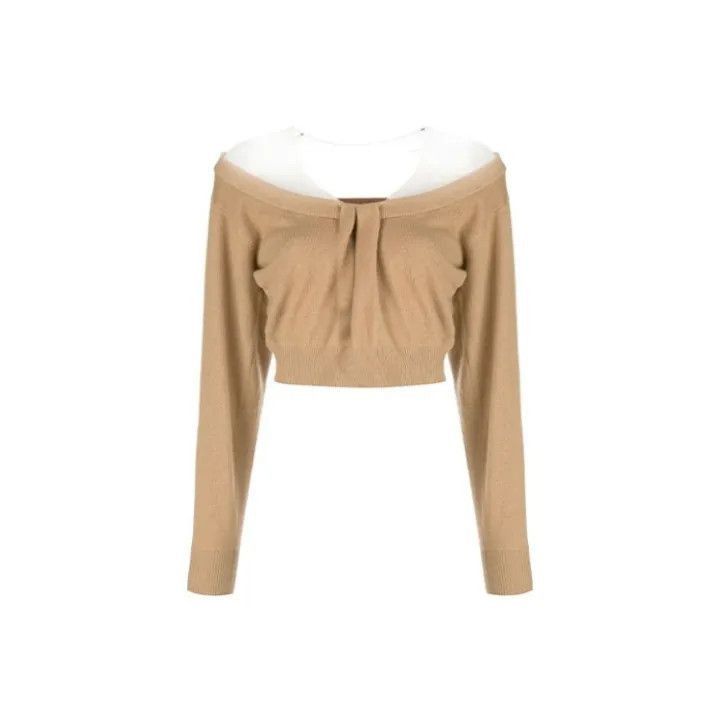 Alexander Wang Alexander Wang Off-Shoulder Cropped Cashmere Sweater - Size S / US 4 / IT 40 - 1 Thumbnail
