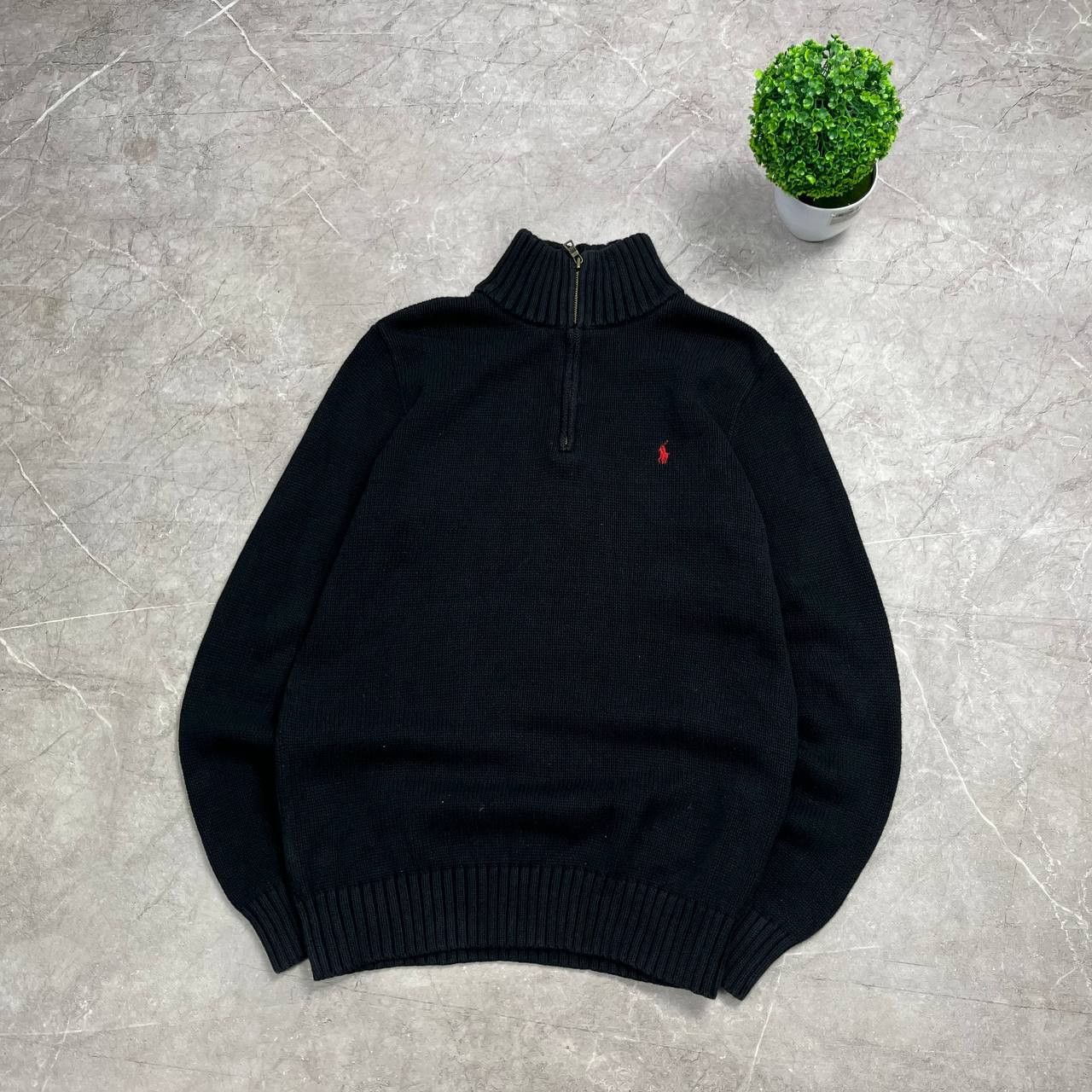 Japanese Brand Black Polo Raplh Lauren Black 1/4 Zip Sweatshirt Size M Size US M / EU 48-50 / 2 - 2 Thumbnail