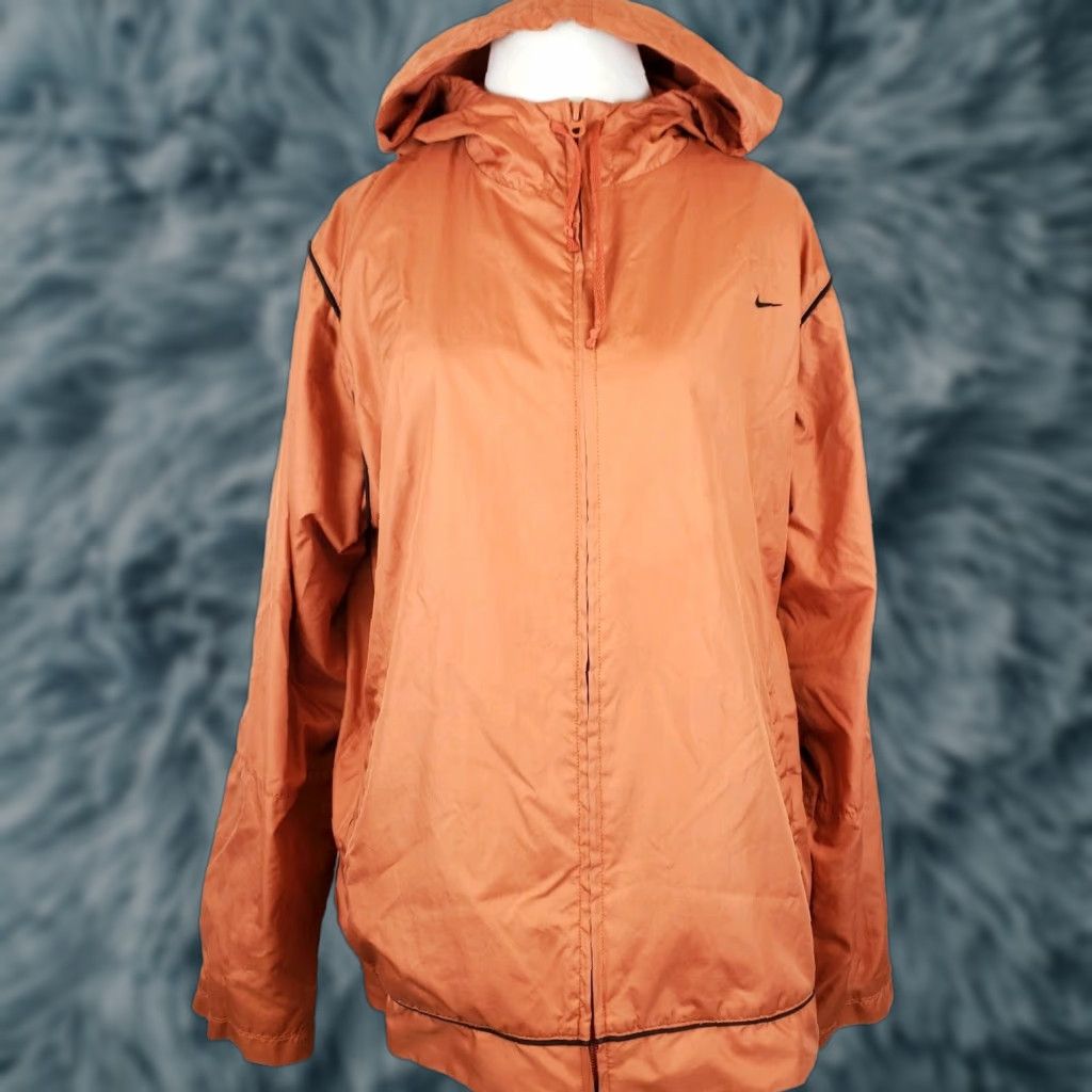 Nike VINTAGE Nike Jacket Womens Medium Orange Full Zip Hood Lined Mini Swoosh Ladies Size M / US 6-8 / IT 42-44 - 1 Thumbnail