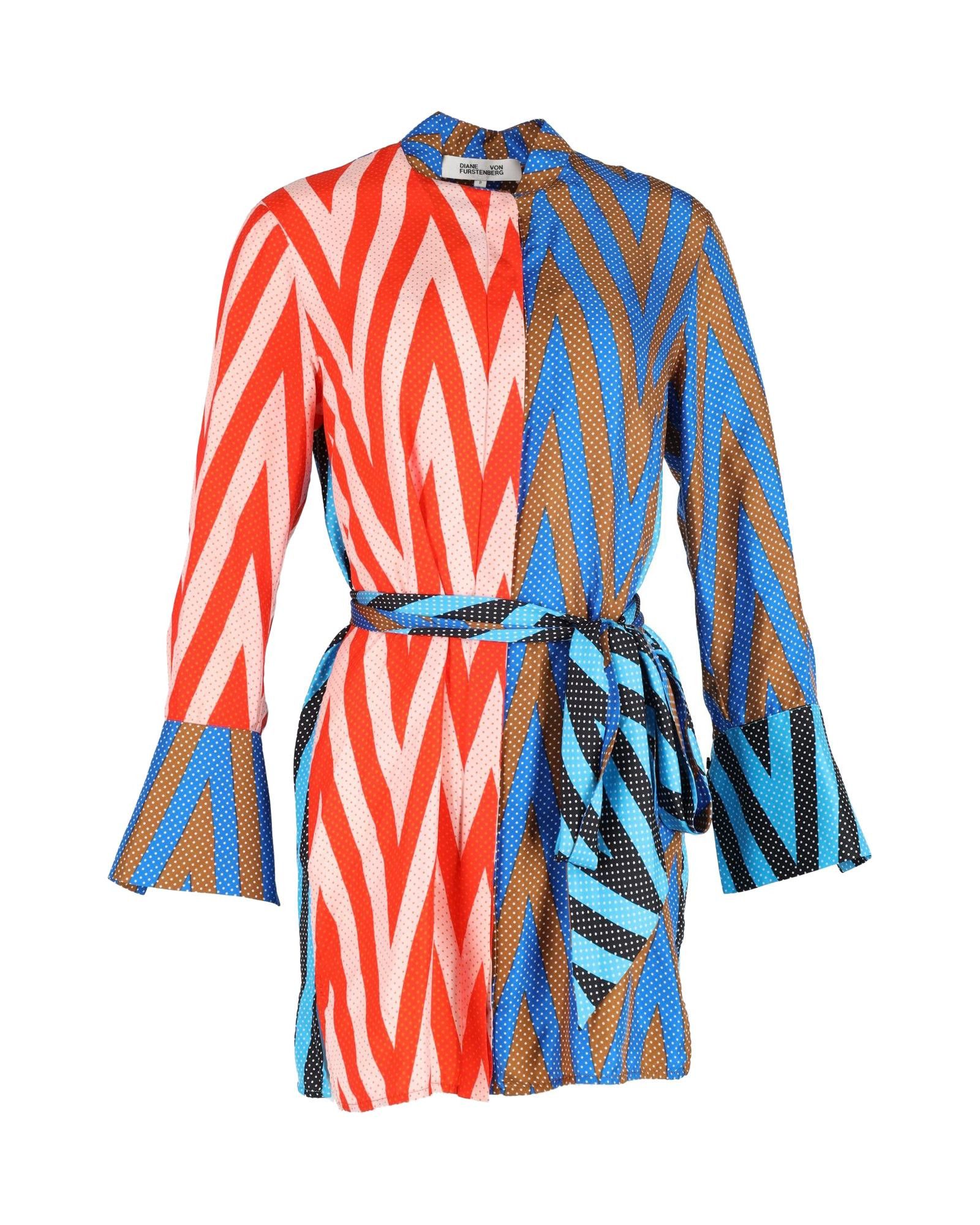 image of Diane Von Furstenberg Multicolor Zig-Zag Print Belted Mini Dress In Silk, Women's (Size Medium)