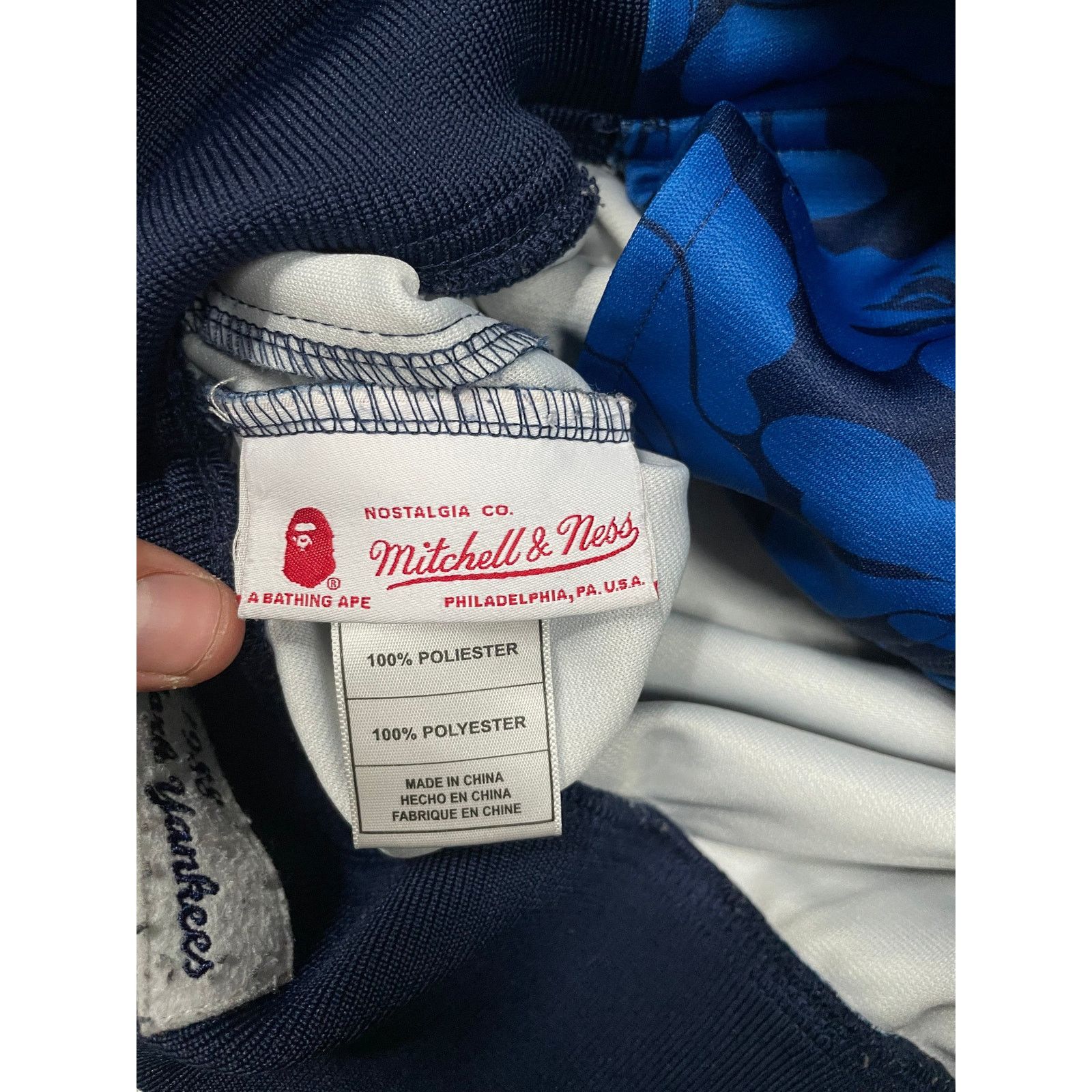 Bape Bape Yankee Mitchell & Ness Blue Jacket Medium Size US M / EU 48-50 / 2 - 4 Thumbnail