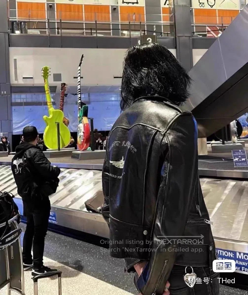 Saint Laurent Paris Black Leather Jacket with Back Graphic - Size M. Size US M / EU 48-50 / 2 - 6 Thumbnail