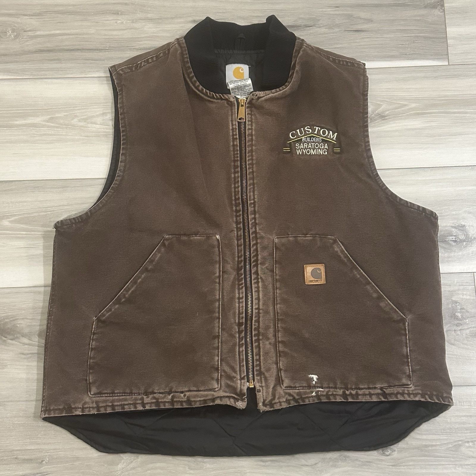 Carhartt VTG 90s Carhartt Duck Vest Mens XL Union USA Brown Quilted Size US XL / EU 56 / 4 - 1 Thumbnail