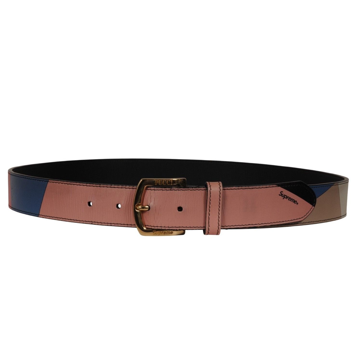Supreme Emilio Pucci Supreme Logo Leather Belt Dusty Pink Blue Tan Size ONE SIZE - 19 Thumbnail