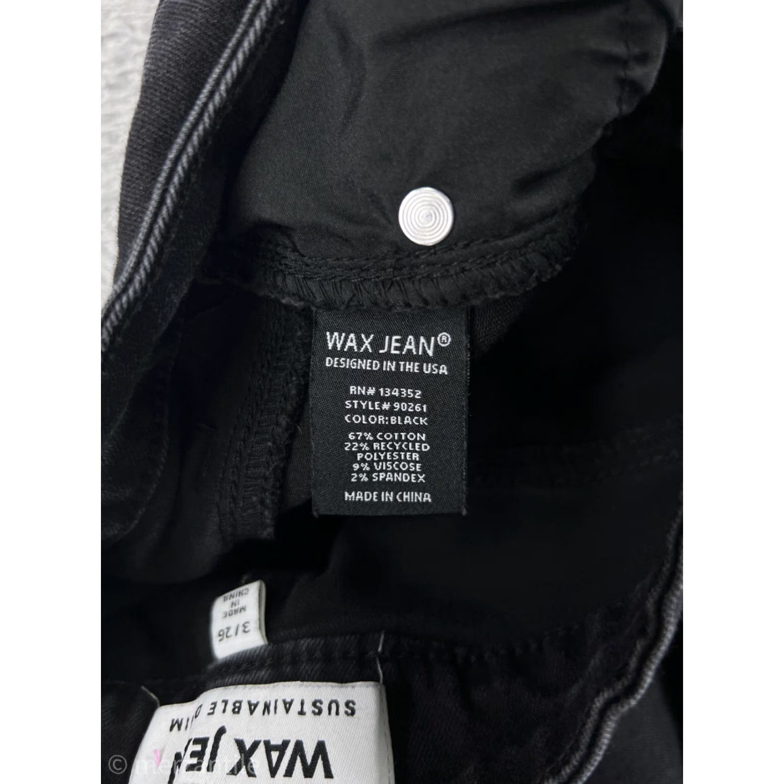 Vintage Wax Jean Jeans Women's Black Cotton Blend Denim Flared Stretch 3 Pockets Mid Rise 30 Inseam 23 Waist Denim Button Logo Embroidered Vintage No N/A Size 26" / US 2 / IT 38 - 4 Thumbnail