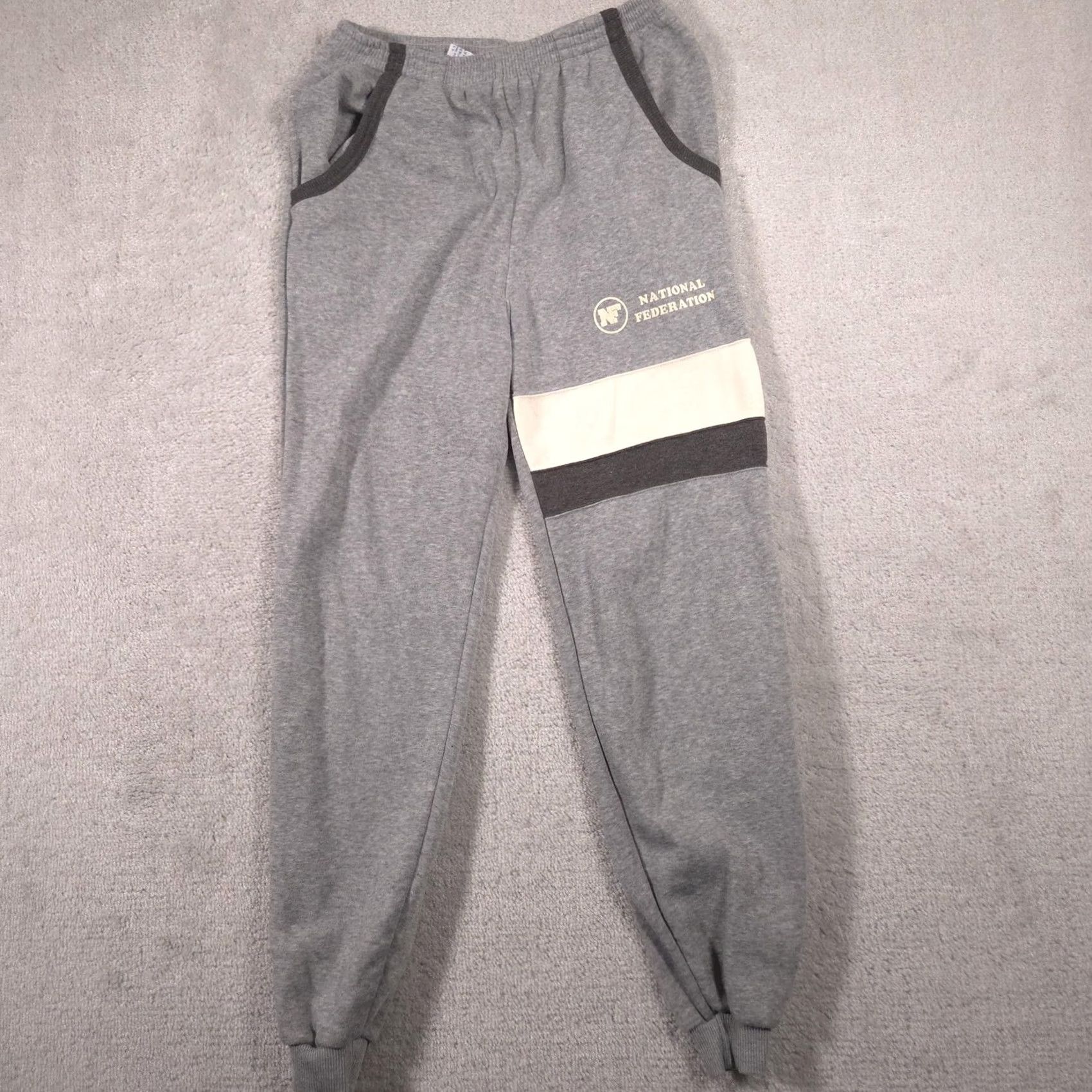 Vintage National Federation Pants Mens Medium Gray Fleece Joggers Sweatpants Size US 31 - 2 Thumbnail