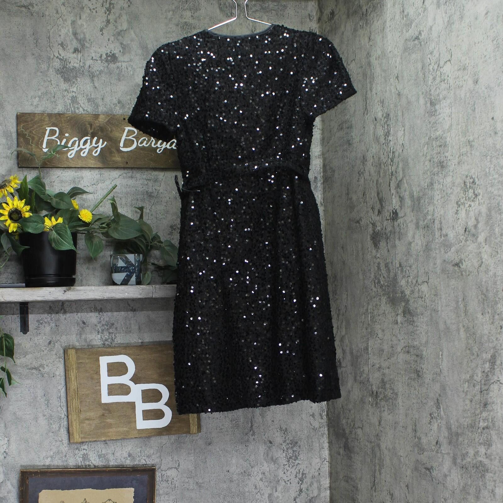 Donna Karan Nwt Donna Karan Sequinned Button Down Belted Dress Black 8p Size M / US 6-8 / IT 42-44 - 2 Thumbnail