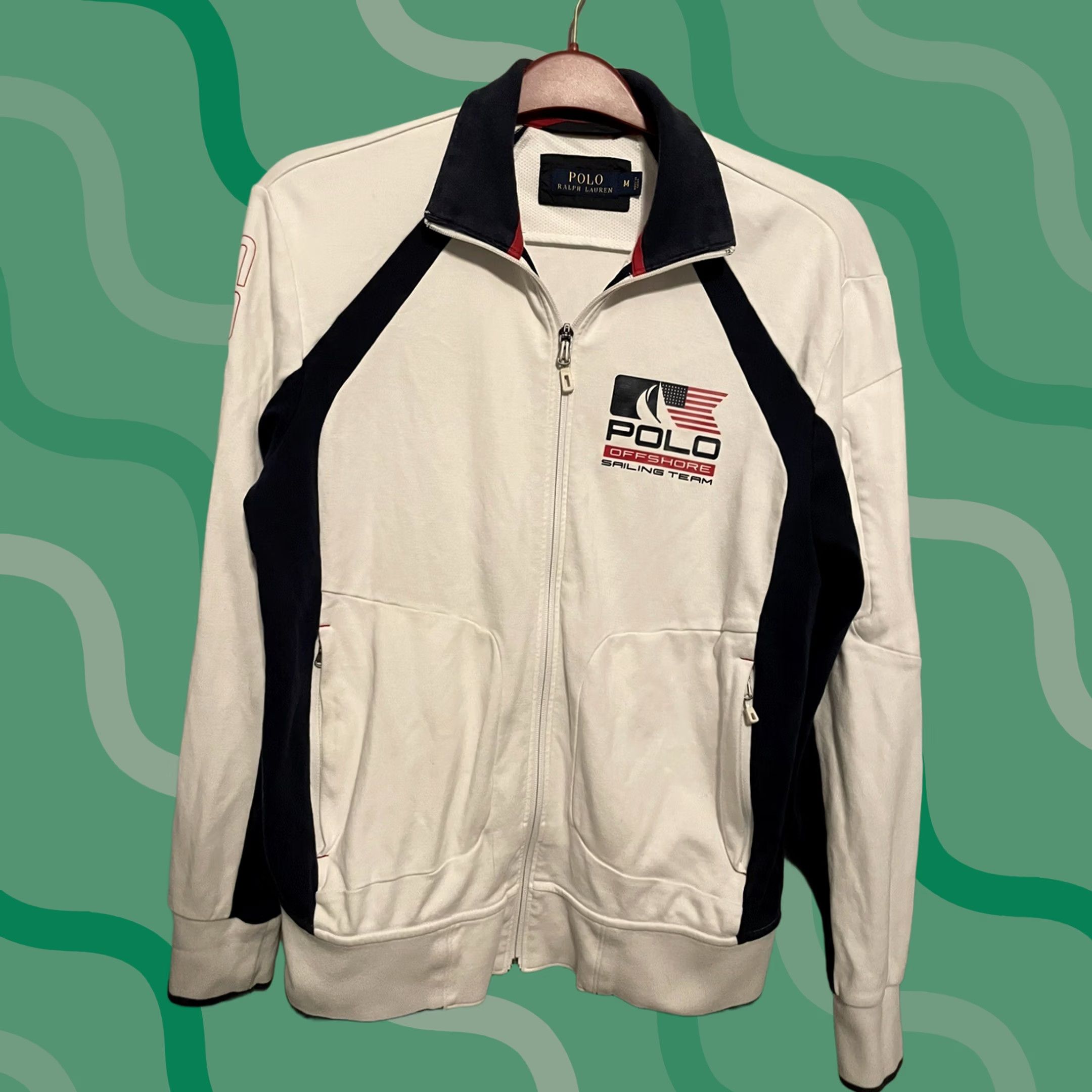Polo Ralph Lauren Polo Ralph Lauren Sailing USA Jacket Mens M White Zip Full Sweatshirt Size US M / EU 48-50 / 2 - 1 Thumbnail