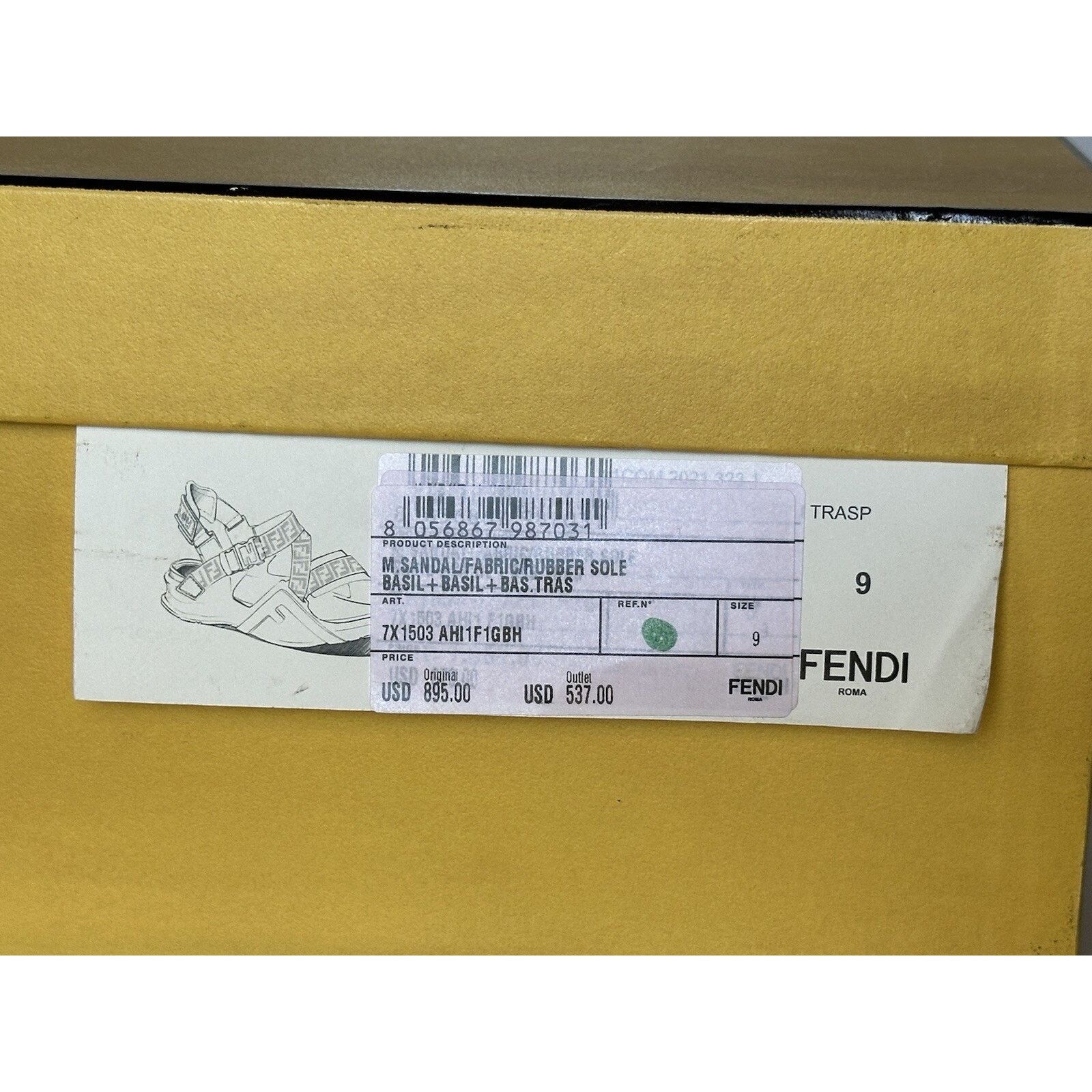 Fendi Fendi Men's FF Strapped Basil Sandals 10 US/ 9 UK 7X1503 Size US 10 / EU 43 - 14 Thumbnail