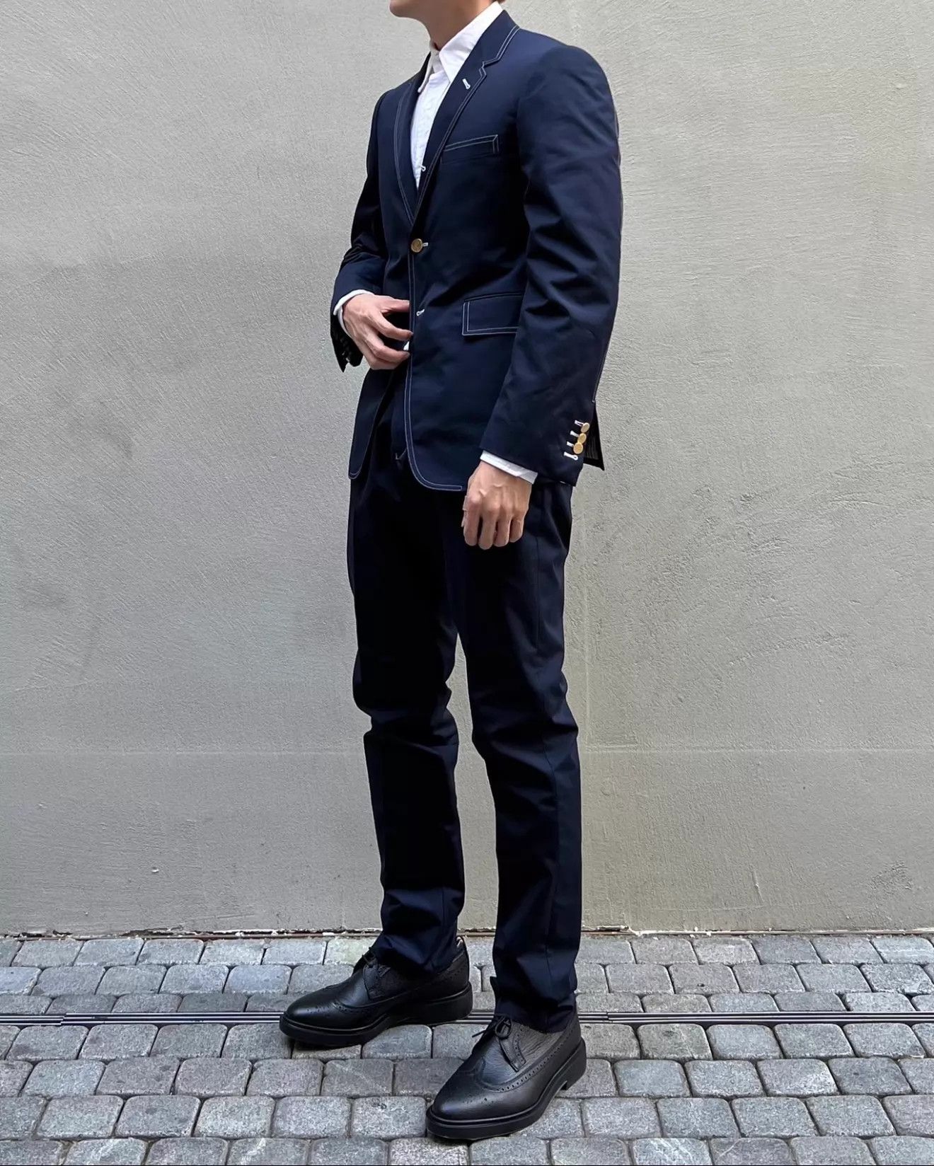 Thom Browne Thom Browne Men's Navy Gold Button Slim Fit Suit (Rare) Size 50R - 9 Thumbnail