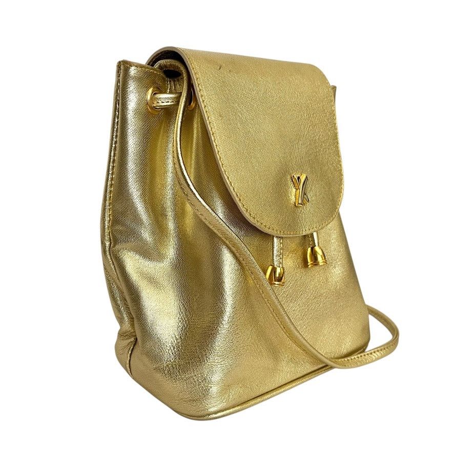 Paloma Picasso × Vintage Paloma Picasso Gold Italian Leather Drawstring Bucket Bag Size ONE SIZE - 9 Thumbnail