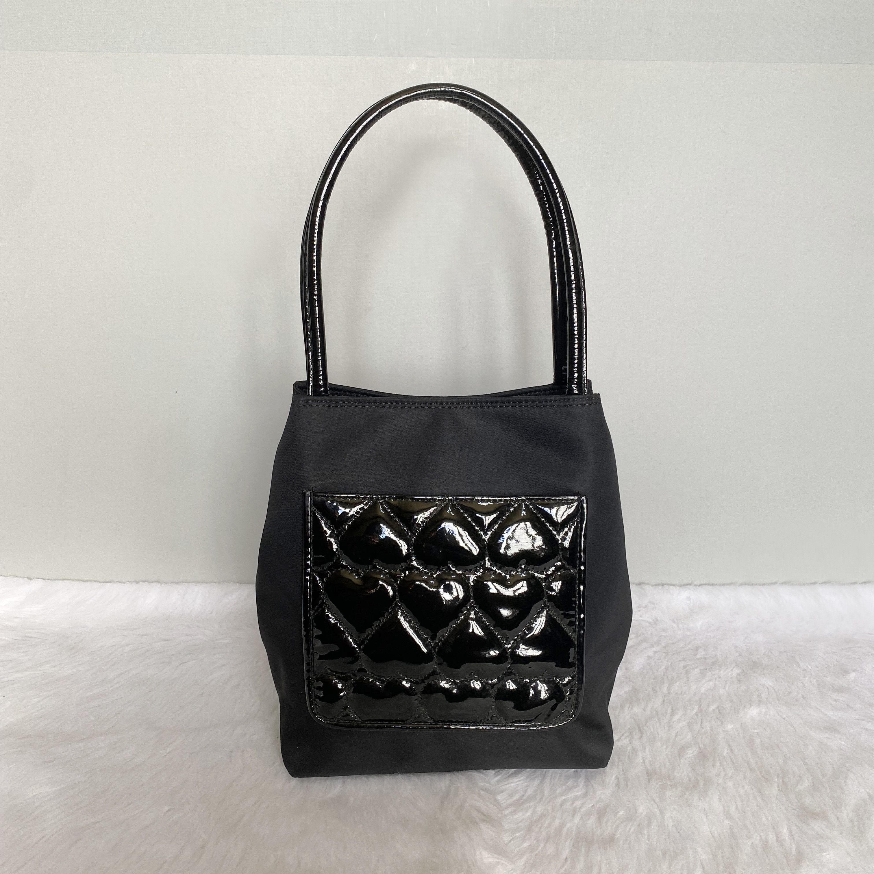 Moschino × Vintage Vintage Black Heart Quilted Leather Nylon Tote Bag Size ONE SIZE - 4 Thumbnail