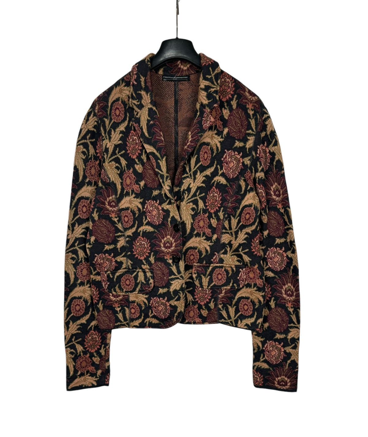 Other Peruvian Connection Pima Cotton Blazer Floral Printed Knit Size L / US 10 / IT 46 - 11 Thumbnail