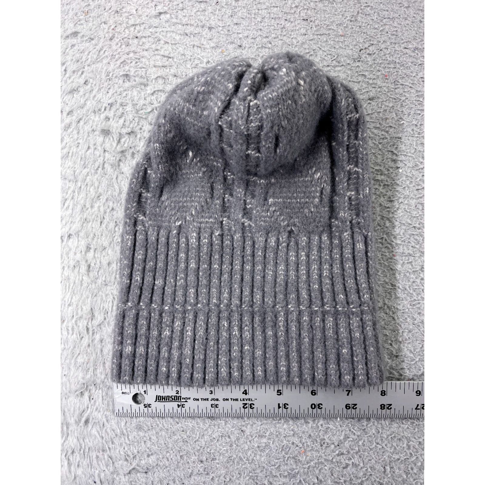 Walmart Walmart Beanie Toque Women One Size Gray Ribbed Cable Knit Nylon Blend Faux Fur Pom Hat Mens?? Size ONE SIZE - 4 Thumbnail