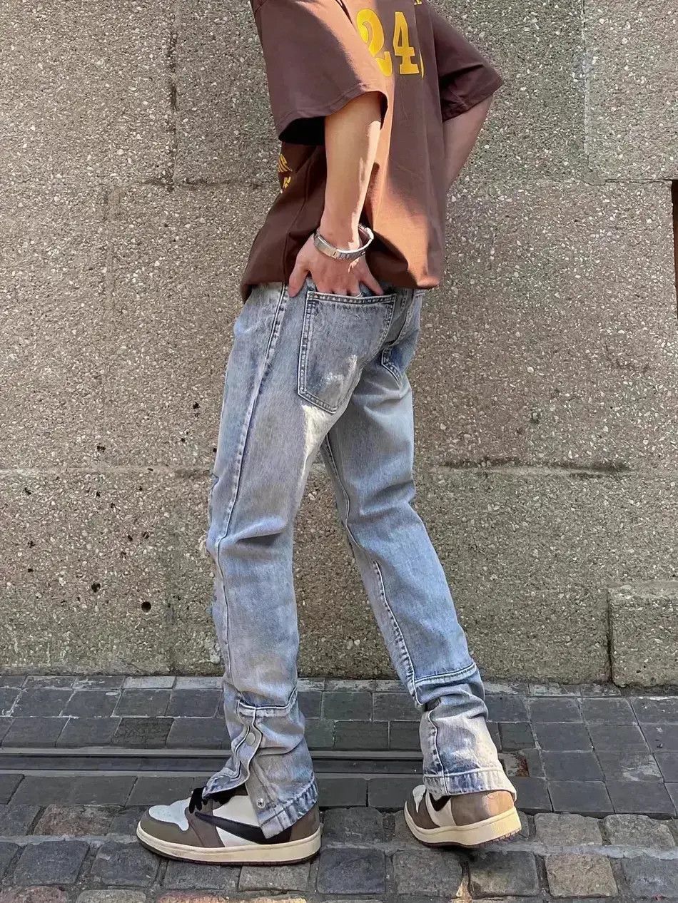 Japanese Brand Hip hop straight leg washed distressed jeans Size US 32 / EU 48 - 5 Thumbnail