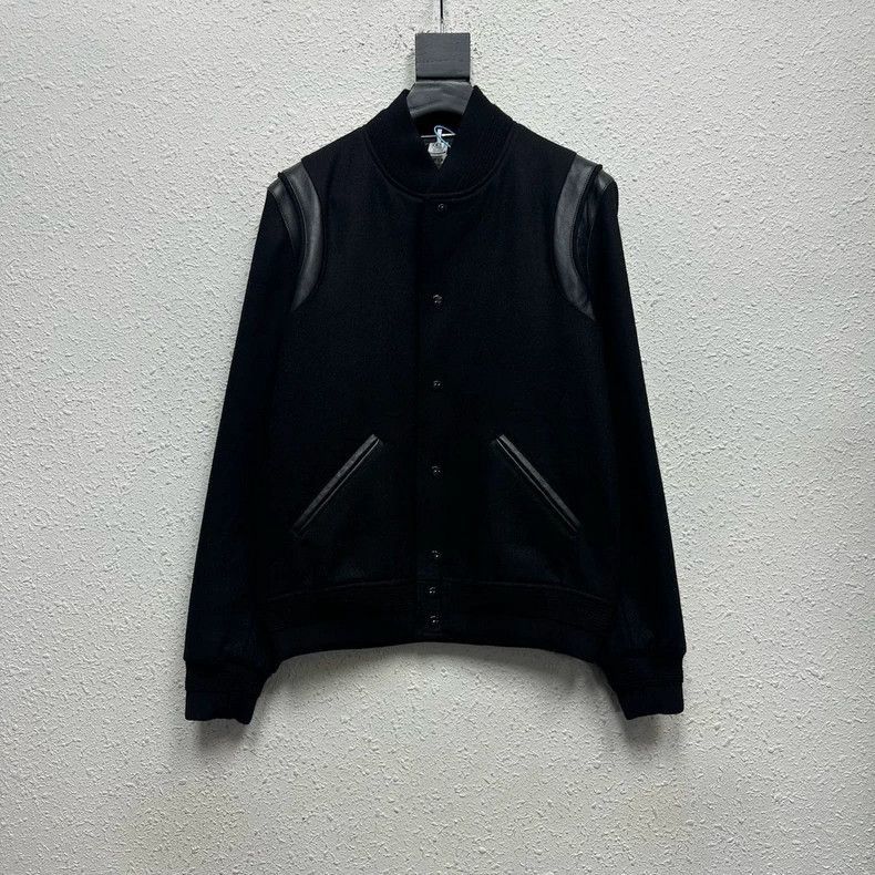 Saint Laurent Paris YSL Black Wool Baseball Jacket-2506 Size US L / EU 52-54 / 3 - 1 Thumbnail