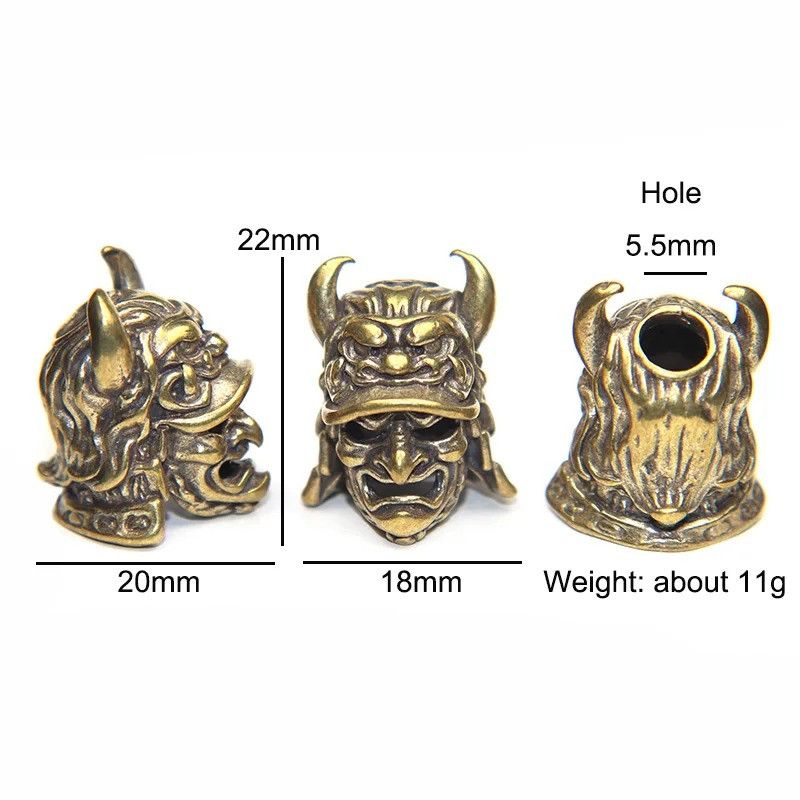 Handmade 3Pcs Samurai Helmet Knife Beads Paracord Bead Zipper Charms Size ONE SIZE - 6 Thumbnail