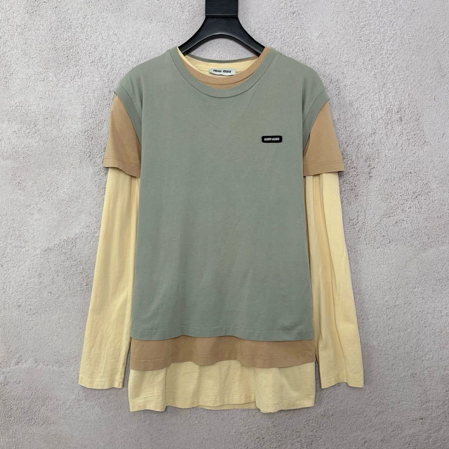 Miu Miu MIUMIU Layered Logo Long-sleeve T-shirt Size M / US 6-8 / IT 42-44 - 1 Thumbnail