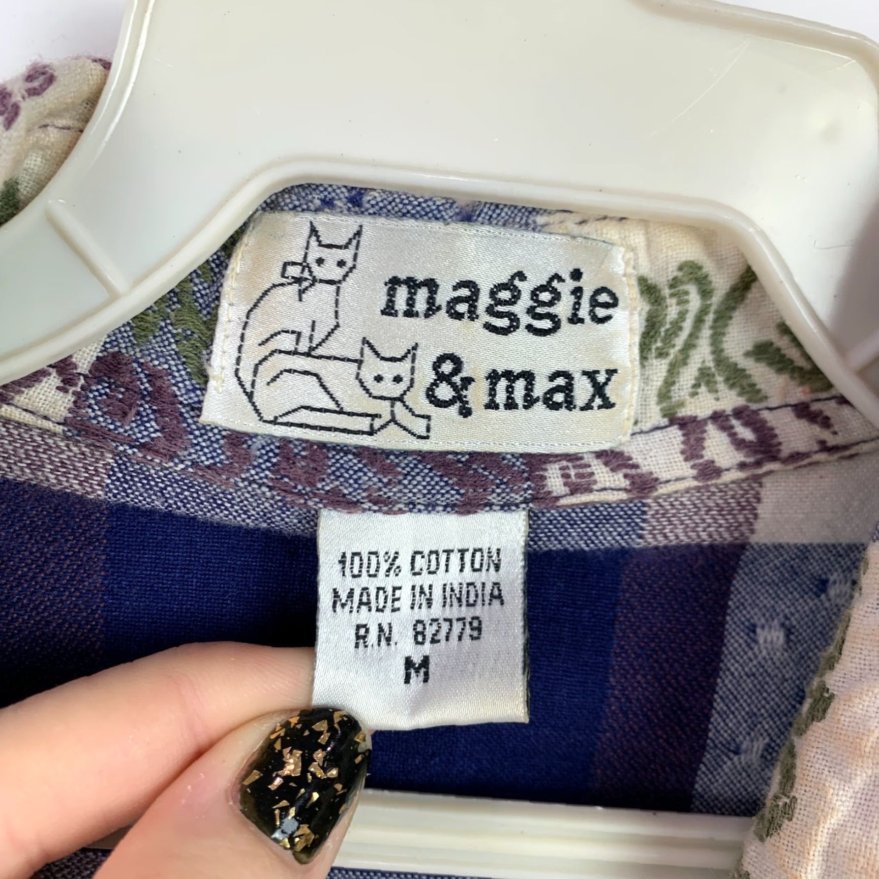 Vintage Vintage Maggie & Max Plaid Embroidered Button Up Shirt Medium Size M / US 6-8 / IT 42-44 - 5 Thumbnail