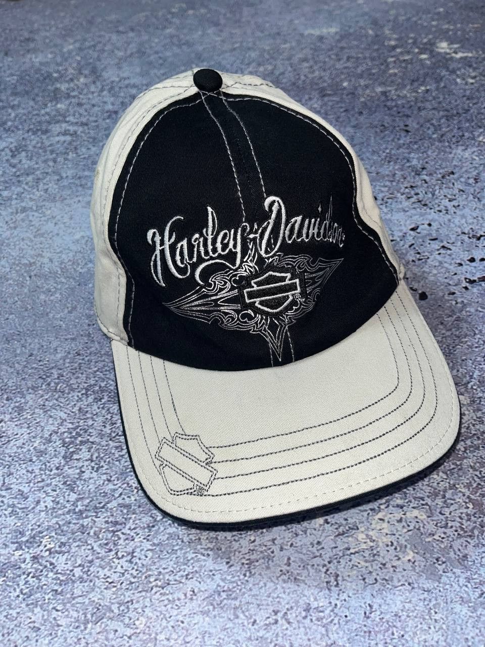 Harley Davidson 90S Vintage Harley Davidson Cap Embroided logo Moto Racing Size ONE SIZE - 1 Thumbnail
