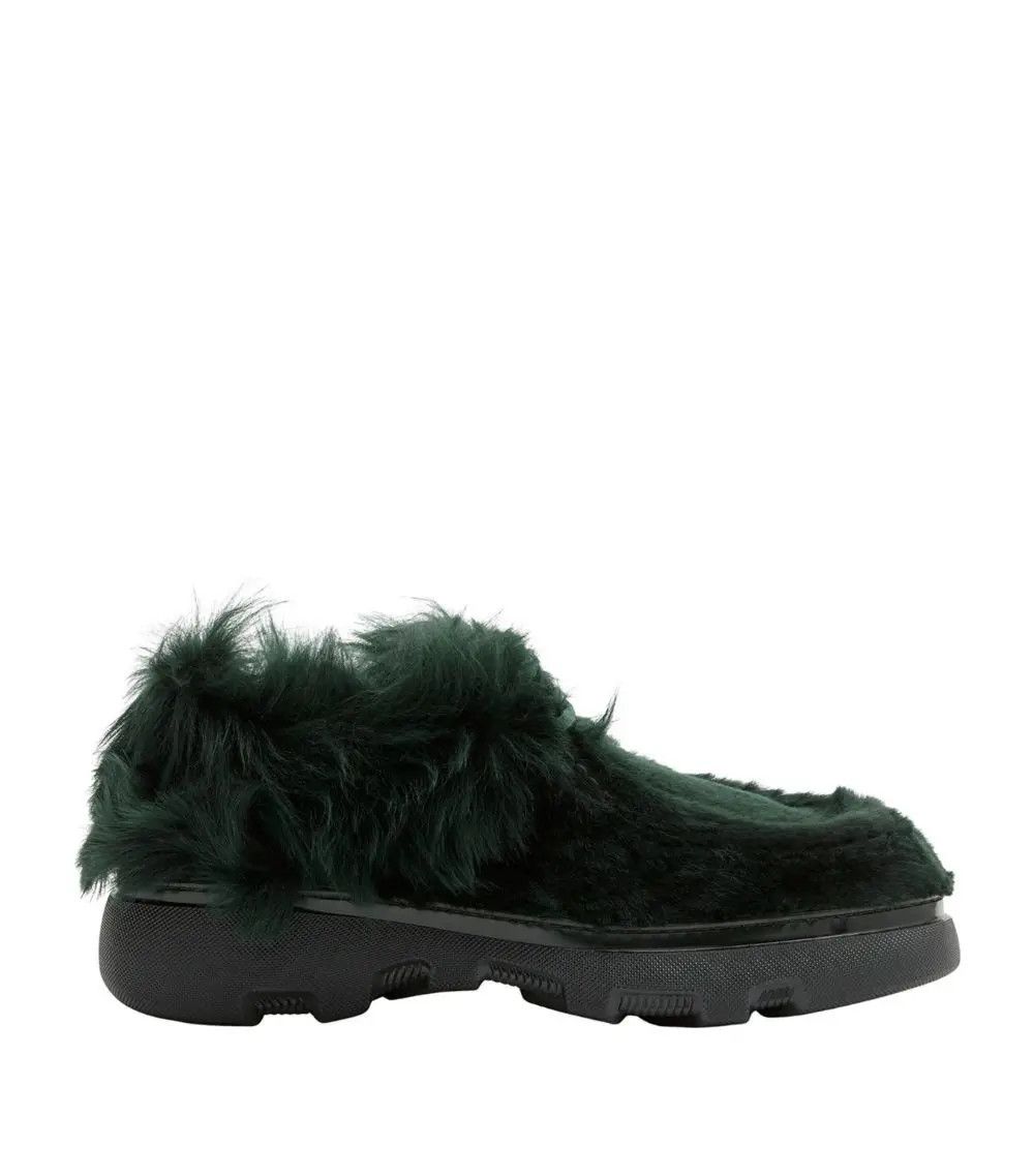 Burberry o1w1db10125 Shearling Creeper Shoes in Green Size US 7 / EU 40 - 1 Thumbnail